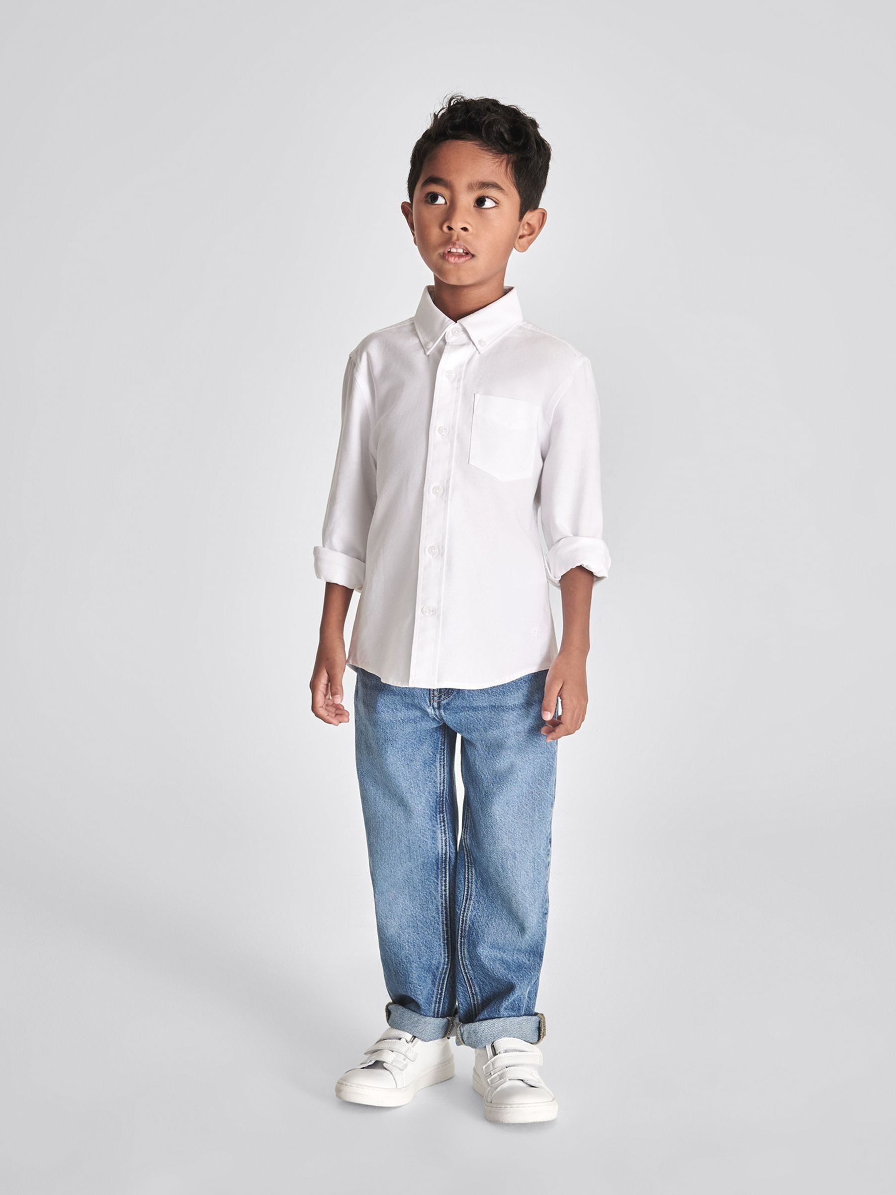 4-9 yrs Button Down Oxford Shirt in White