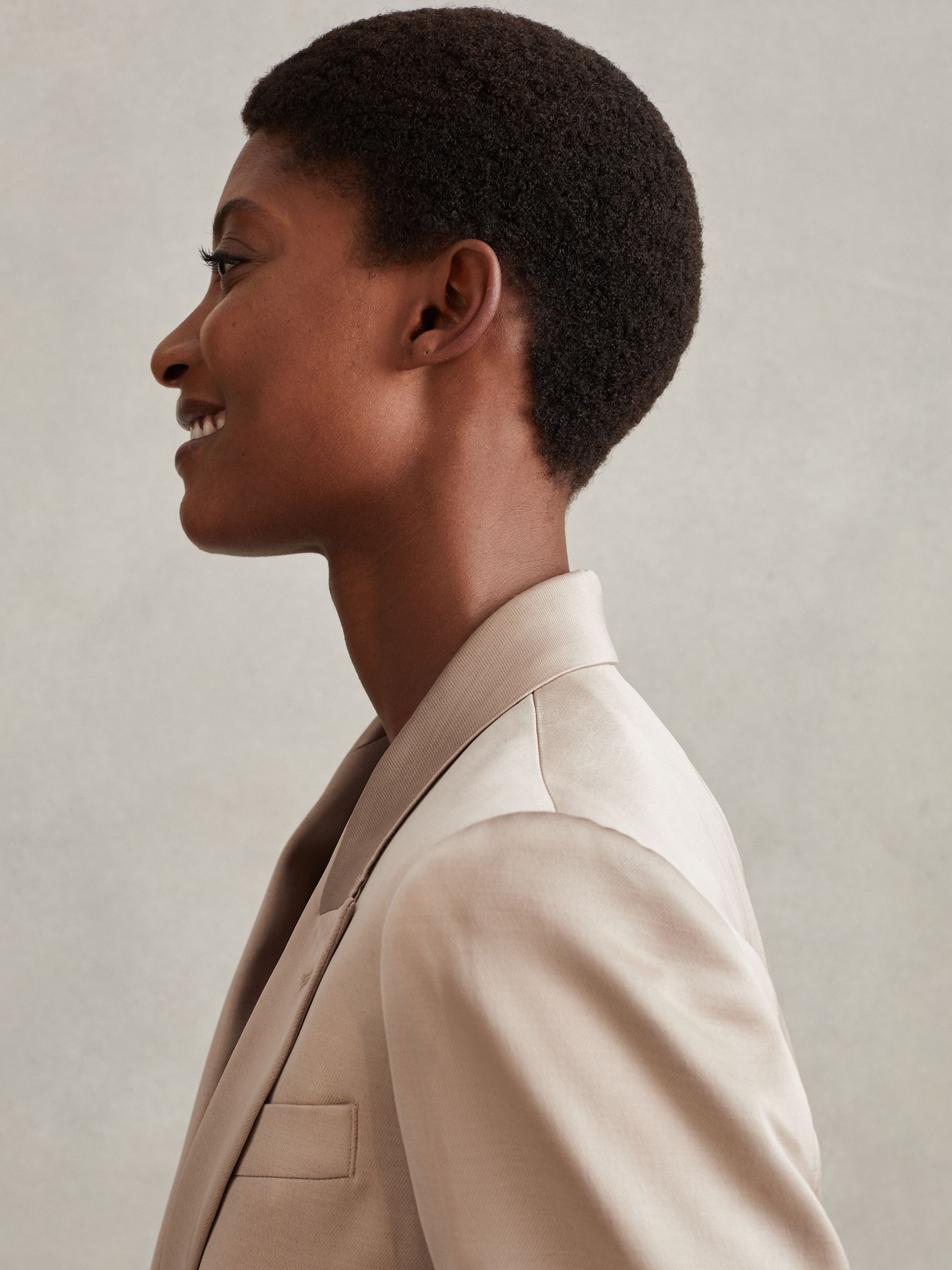 Satin Single Breasted Suit Blazer in Gold