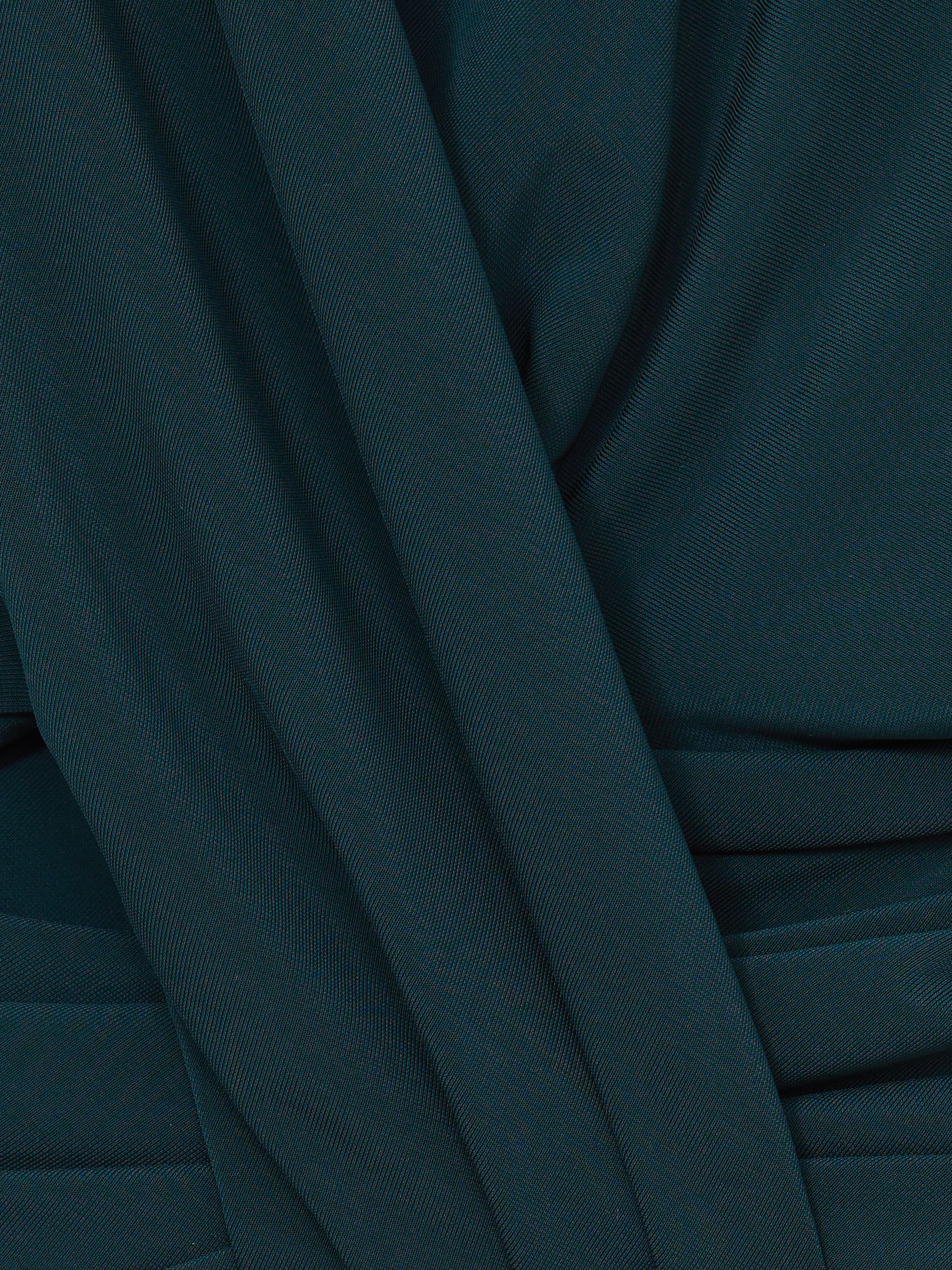 Draped-Front Jersey Mini Dress in Teal