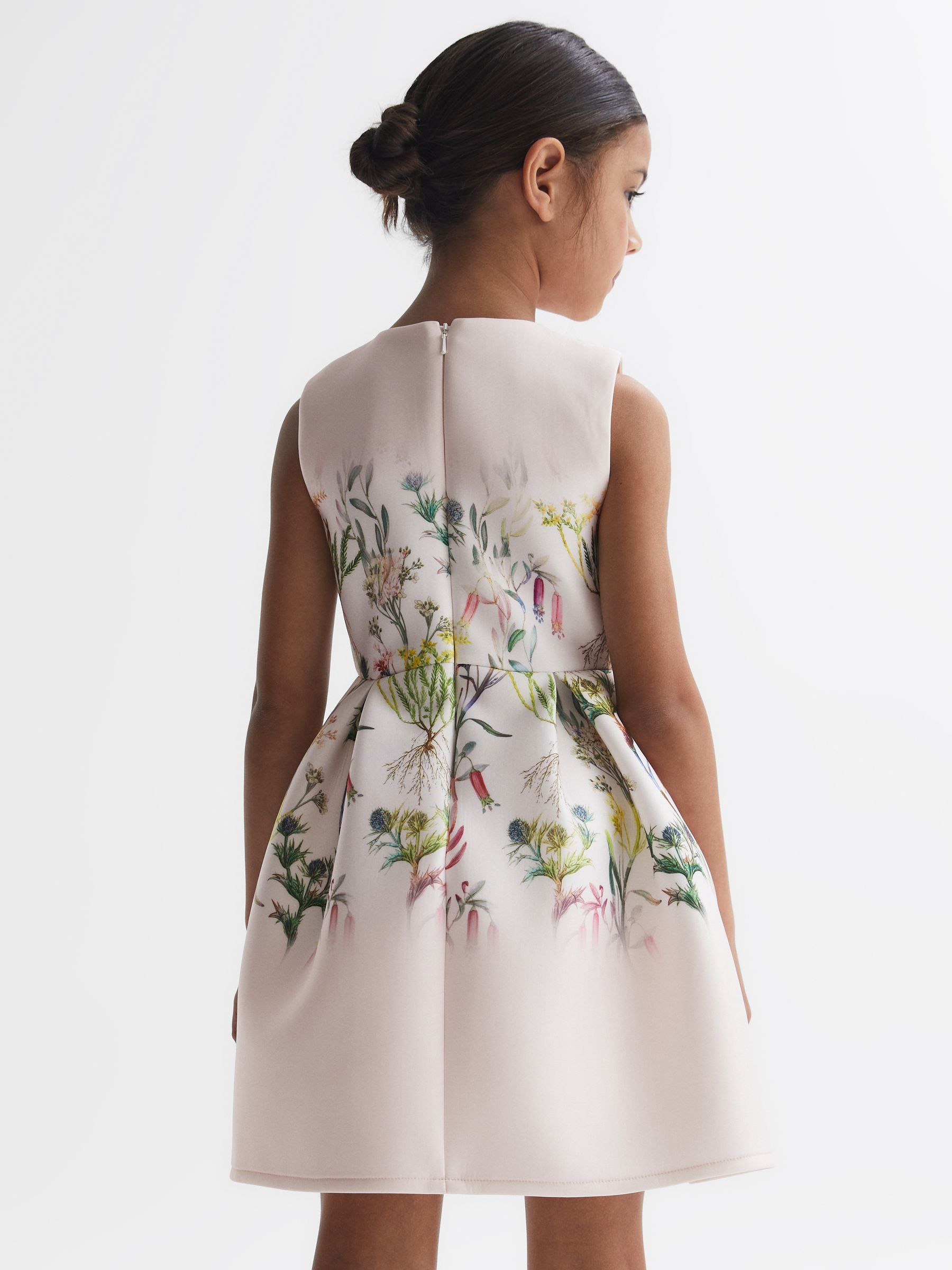 9-14 yrs Scuba Floral Printed Dress in Green