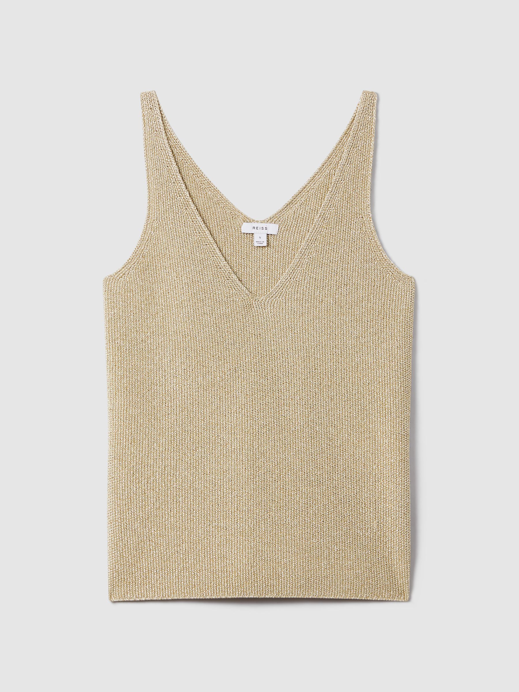 Metallic V-Neck Vest in Gold