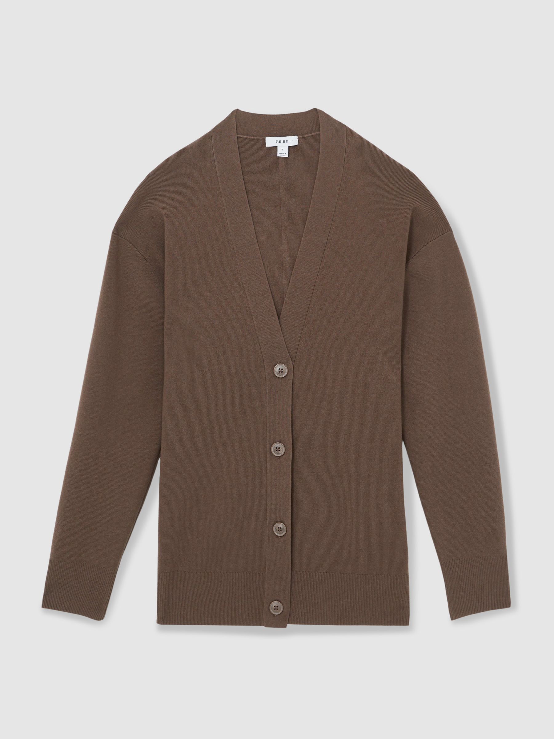 Lyocell Blend V-Neck Cardigan in Mink