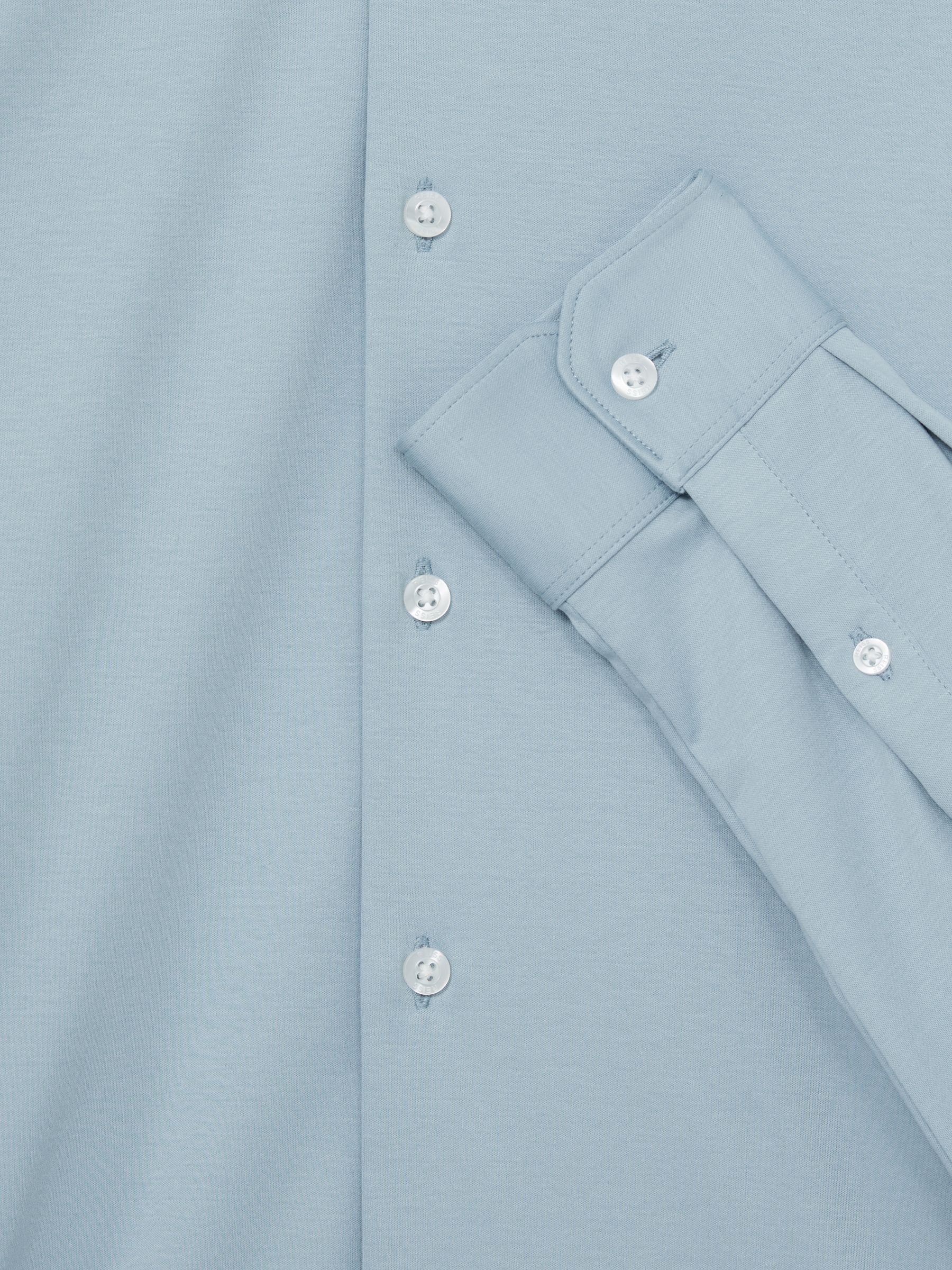 Cotton Jersey Button Through Shirt in Soft Blue