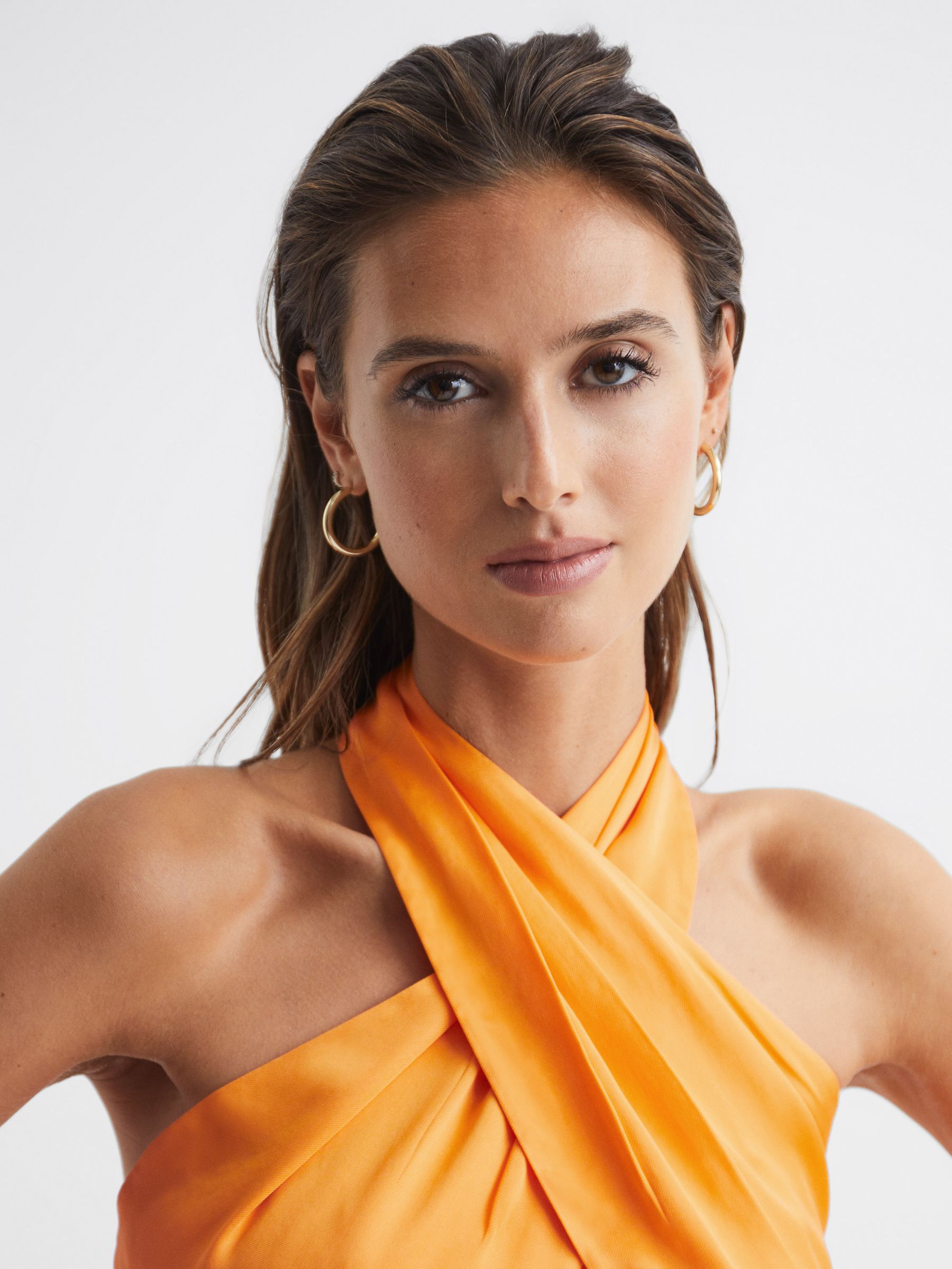 Cropped Halter Occasion Top in Orange