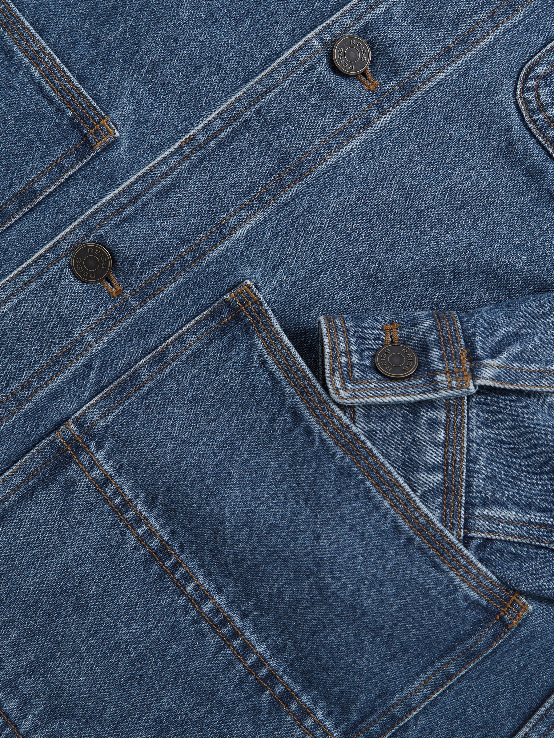 Corduroy Collar Denim Worker Jacket in Denim Blue