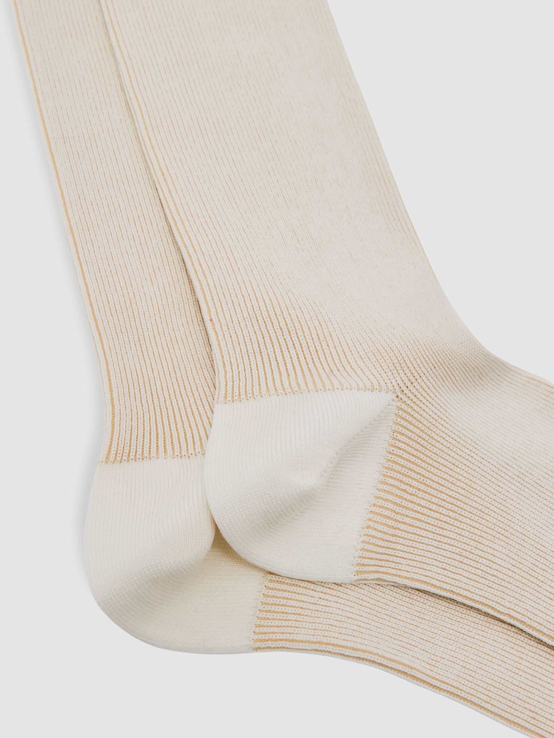 Two Tone Cotton Socks in Ecru/Oatmeal