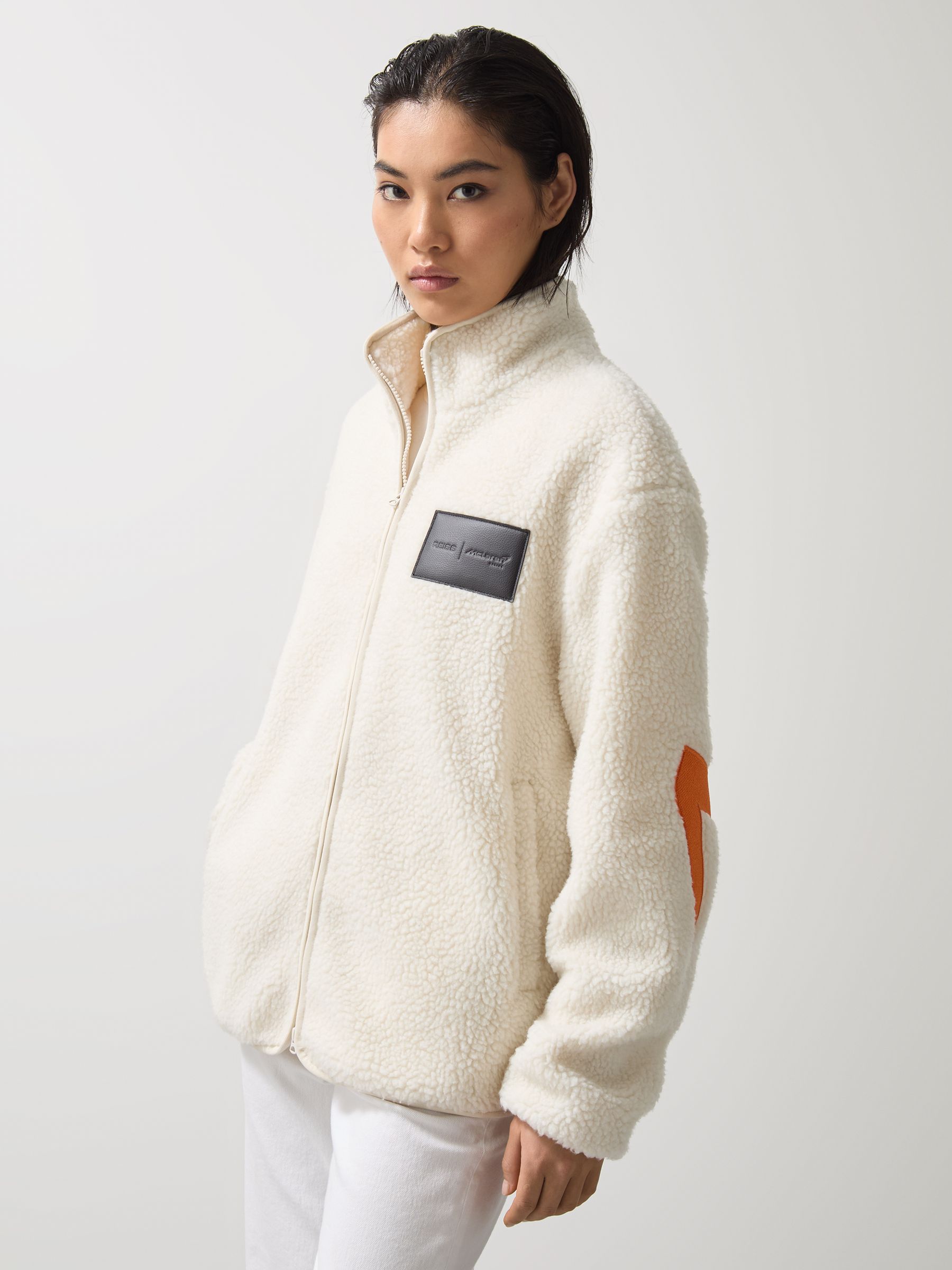 McLaren F1 Team Embroidered Fleece Jacket Unisex Fit in Off White