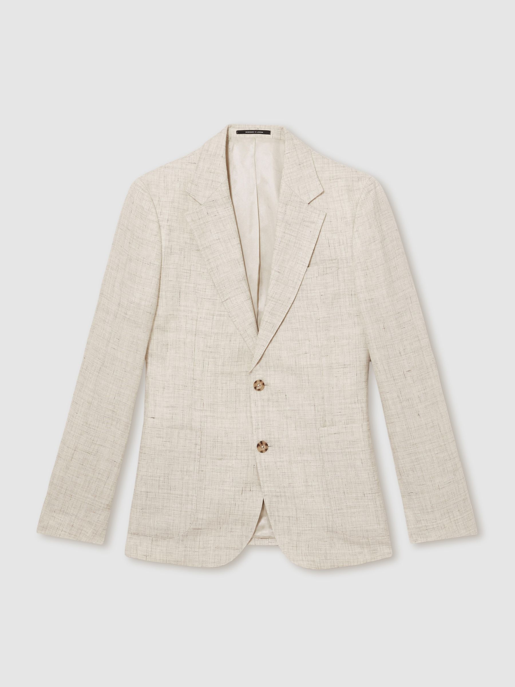 Linen-Cotton Single-Breasted Suit Blazer Slim-Fit in Stone