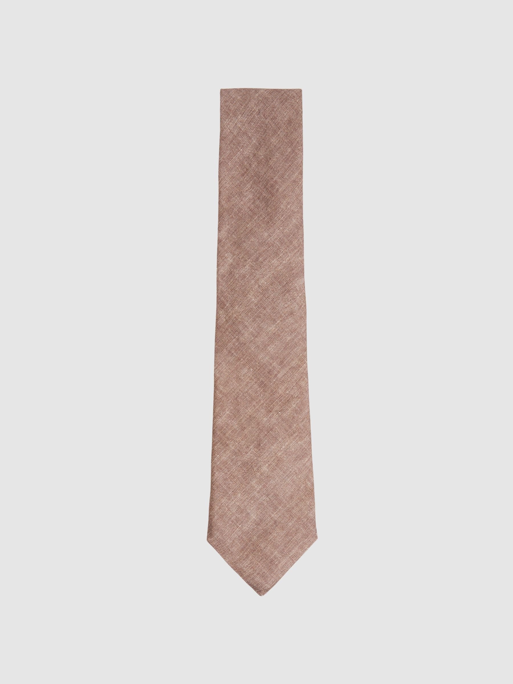 Linen Textured Tie in Soft Brown