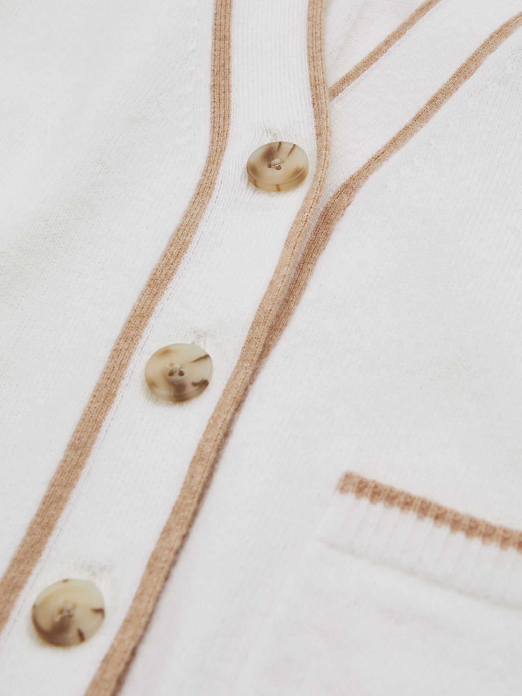 13-14 yrs Wool-Blend Tipped Cardigan in Cream