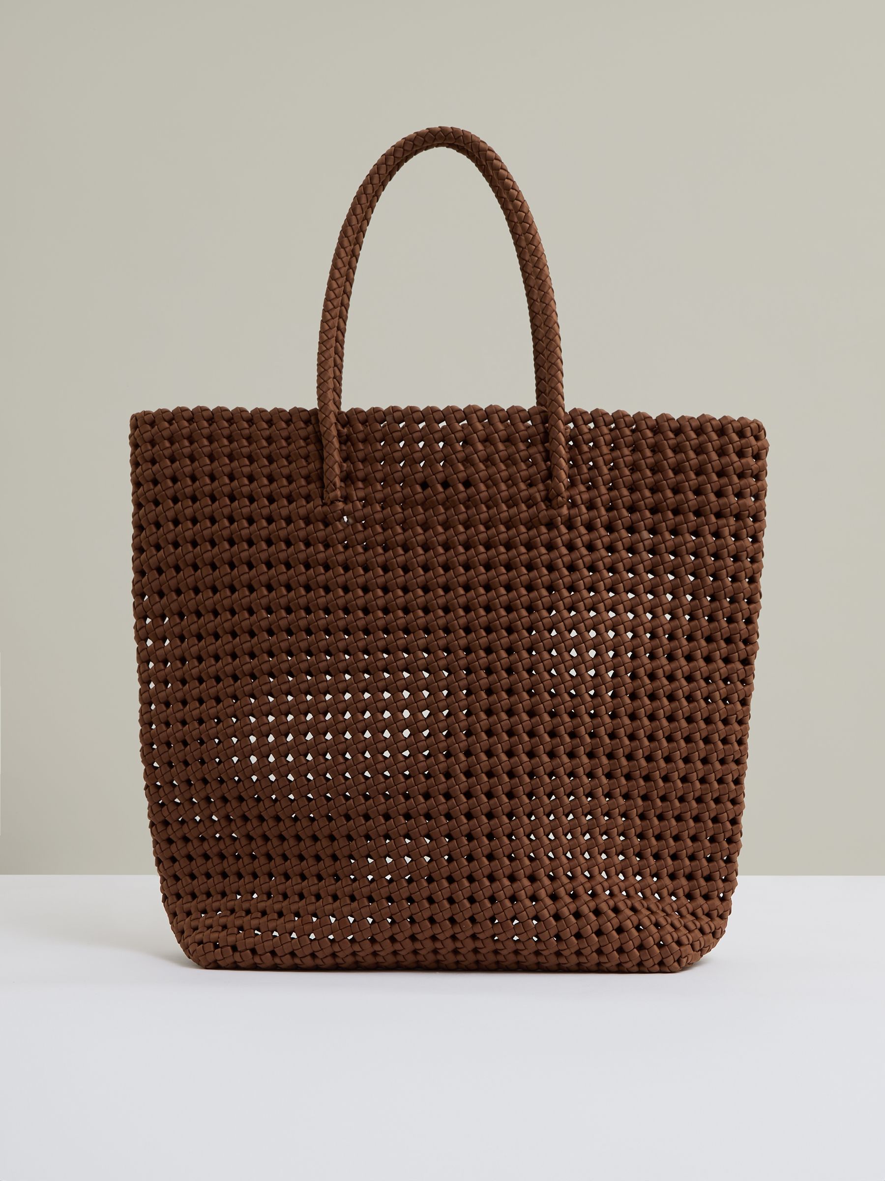Woven Neoprene Tote Bag in Tan