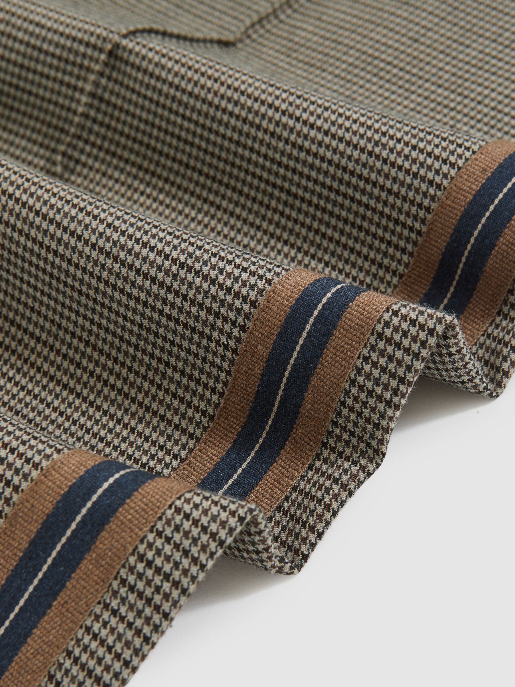 Petite Side-Stripe Wide-Leg Check Trousers in Neutral Check