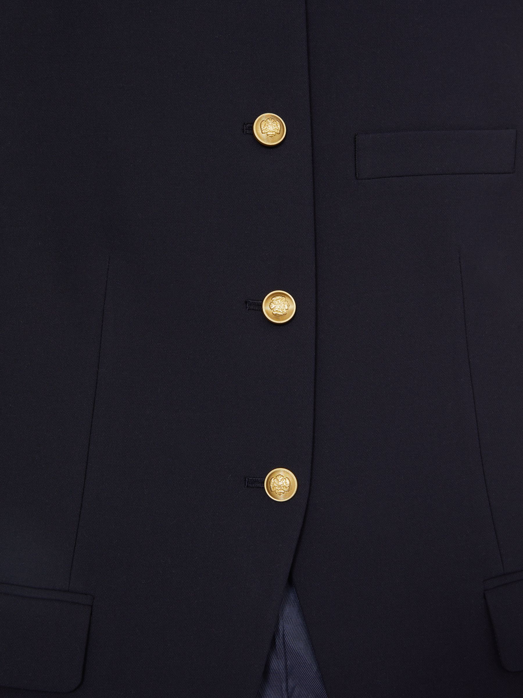 High-Neck Longline Waistcoat in Navy