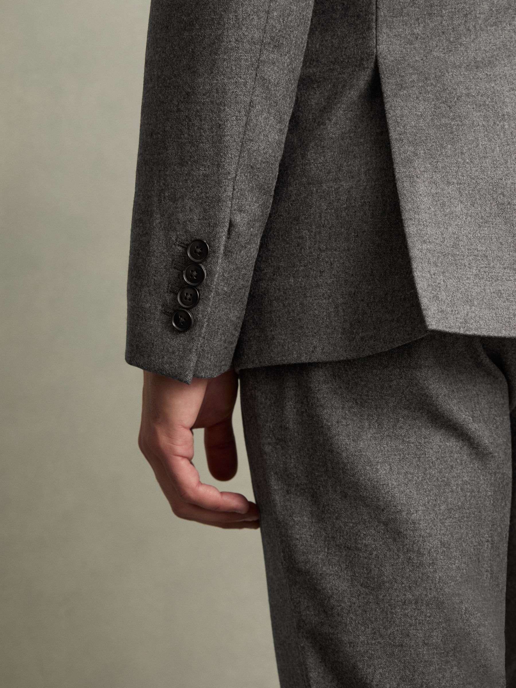 Slim-Fit Wool-Blend Suit Blazer in Grey Melange