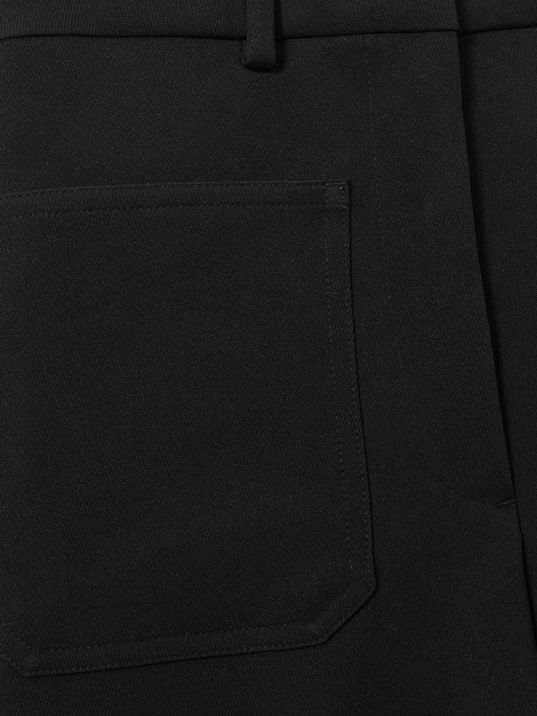 Petite Twill Patch-Pocket Flared Trousers in Black