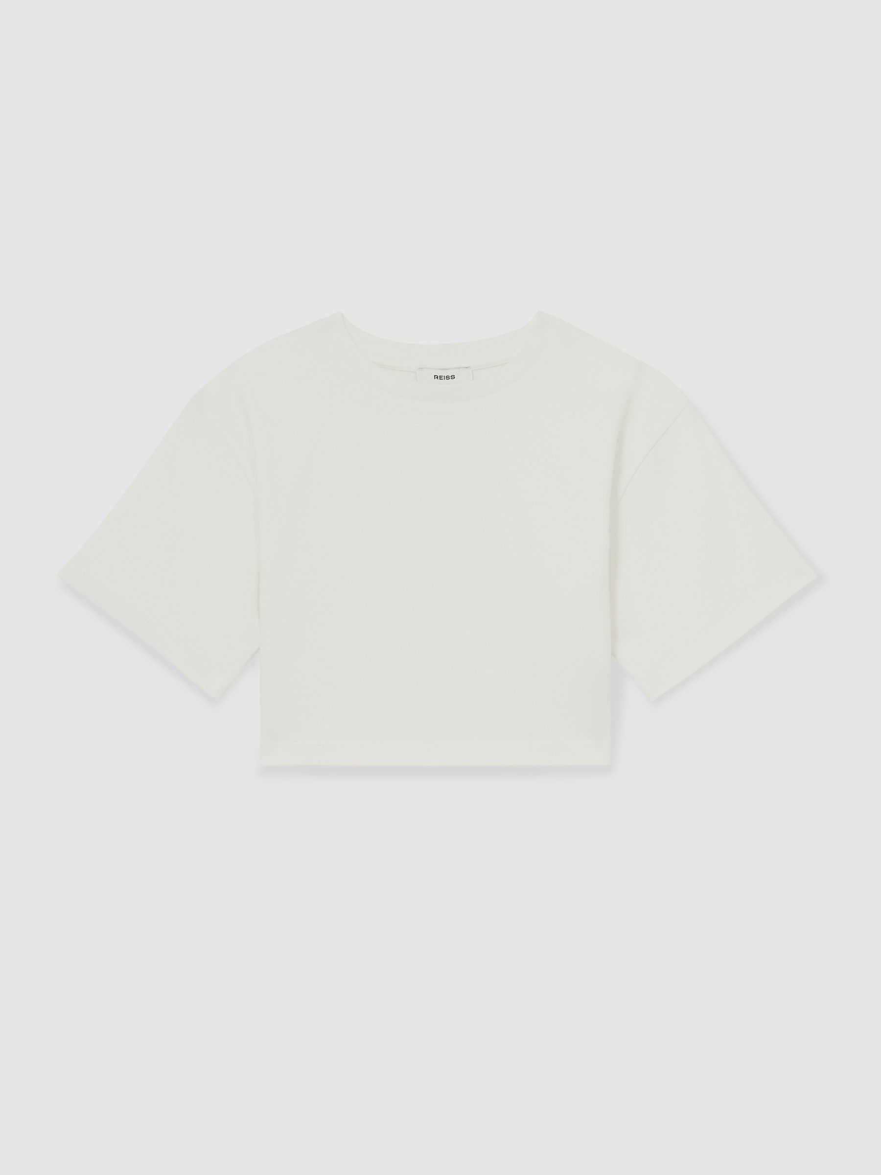 13-14 yrs Cotton Oversized Cropped T-Shirt in Ivory