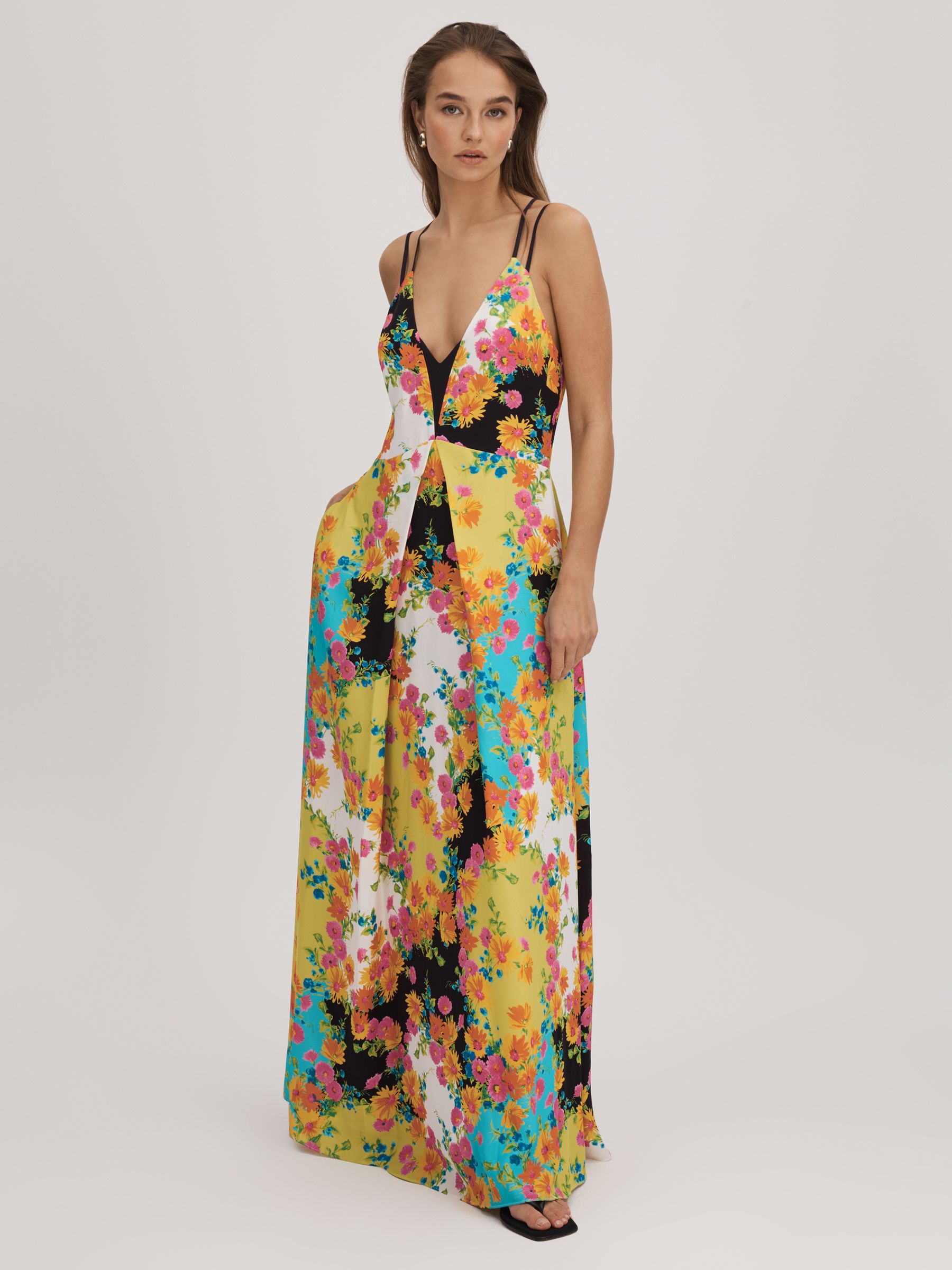 Florere Printed Dual Strap Maxi Dress in Multi