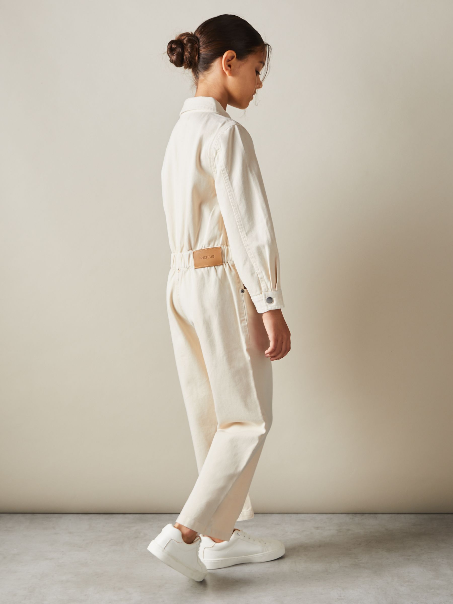 9-13 yrs Denim Wide Leg Jumpsuit in Ecru