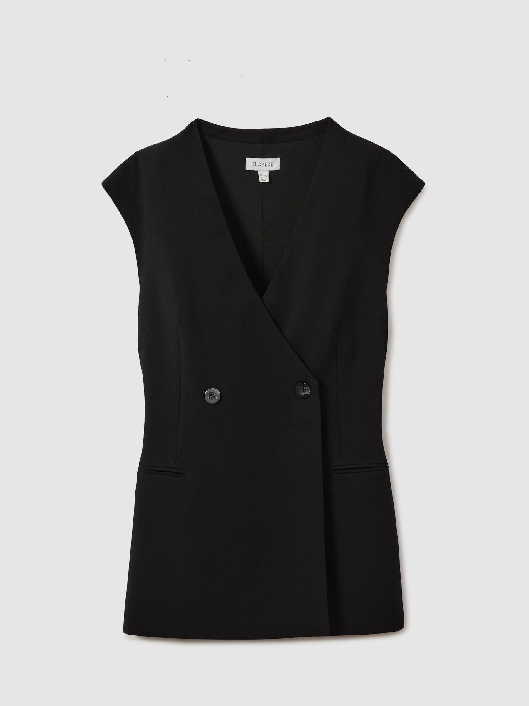 Florere Longline Black Waistcoat in Black