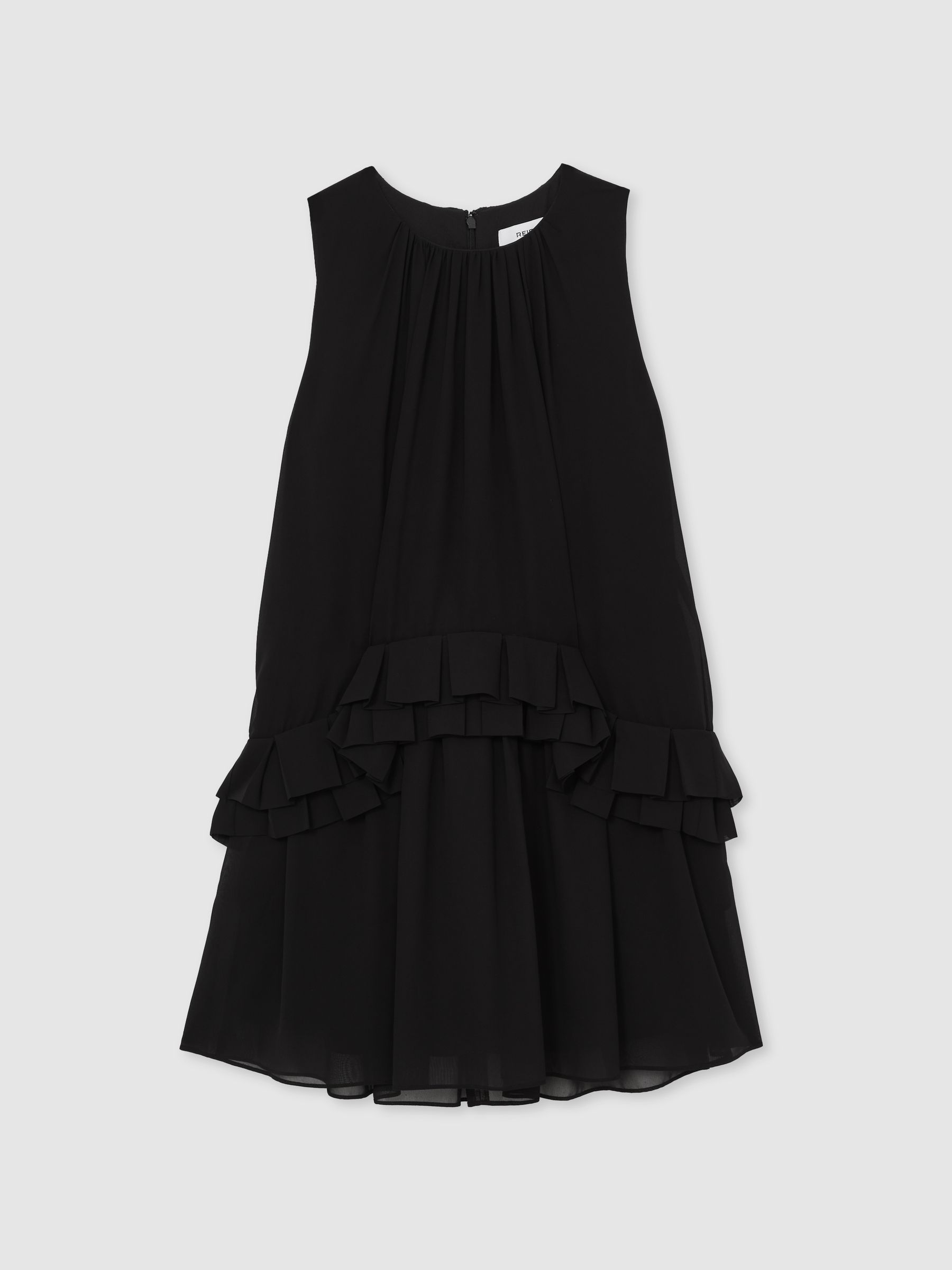 Chiffon Tiered Ruffle Dress in Black