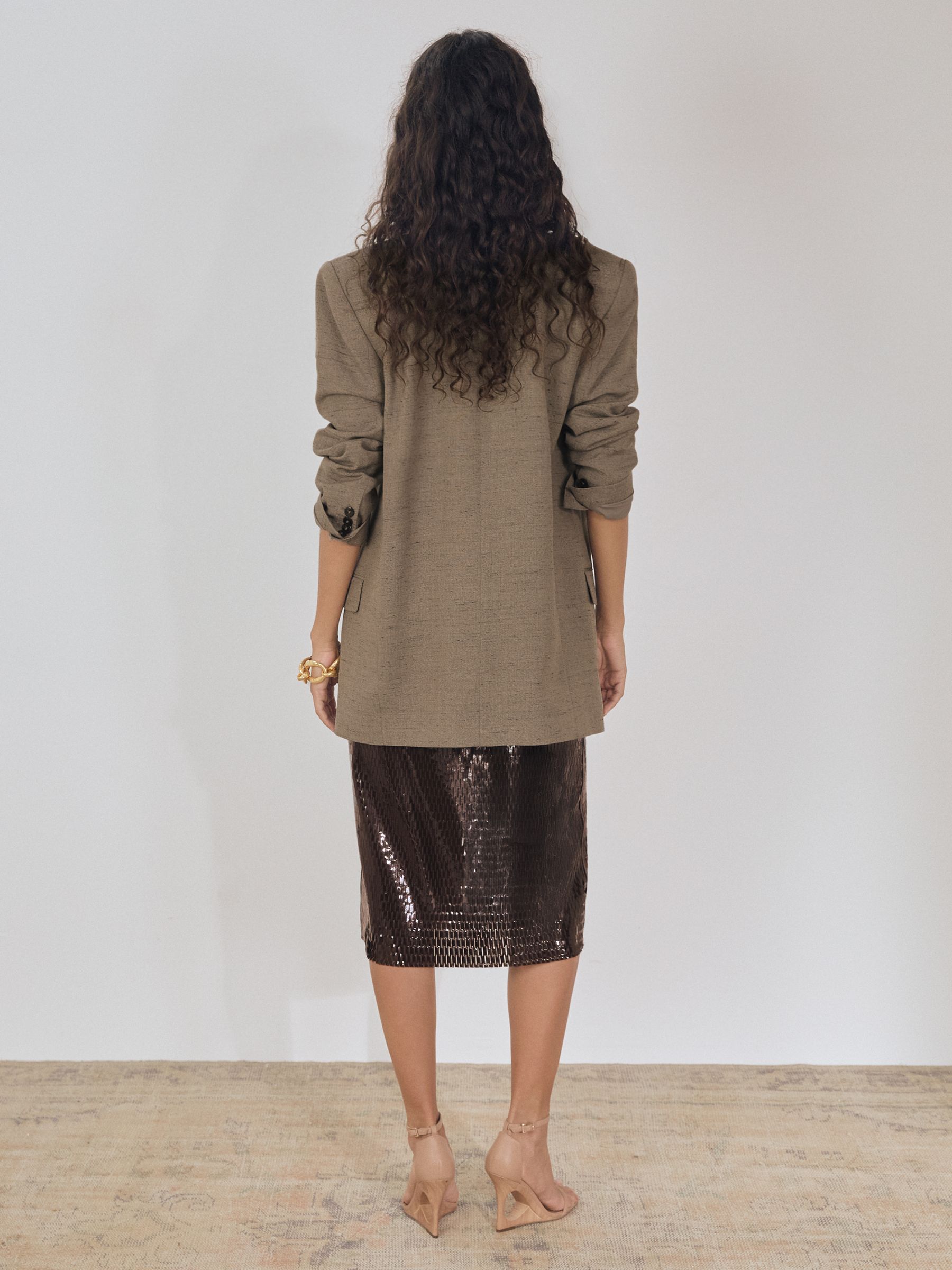 Atelier Laser-Cut Pencil Skirt in Chocolate