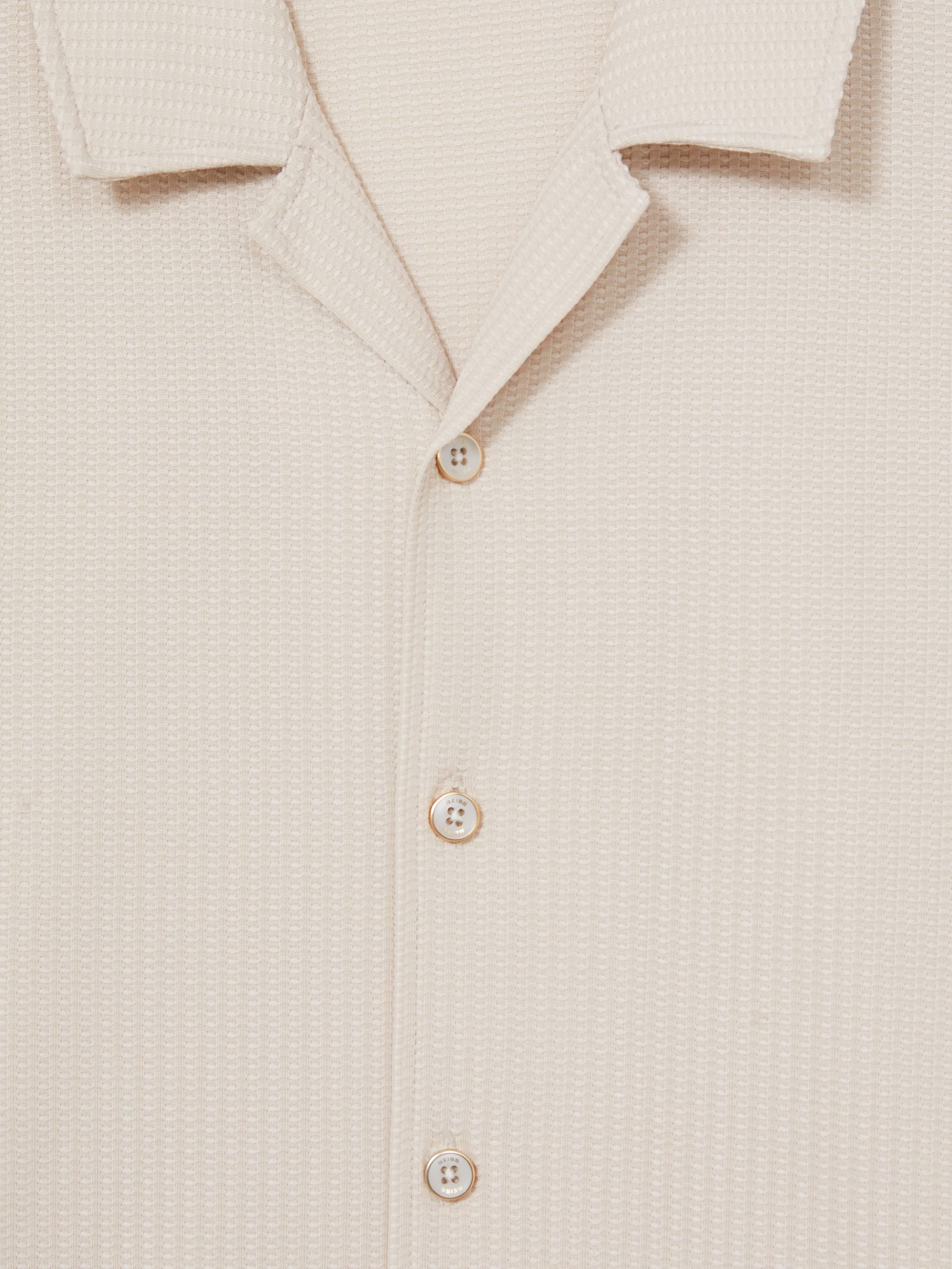 Textured-Knit Cuban-Collar Shirt in Champagne