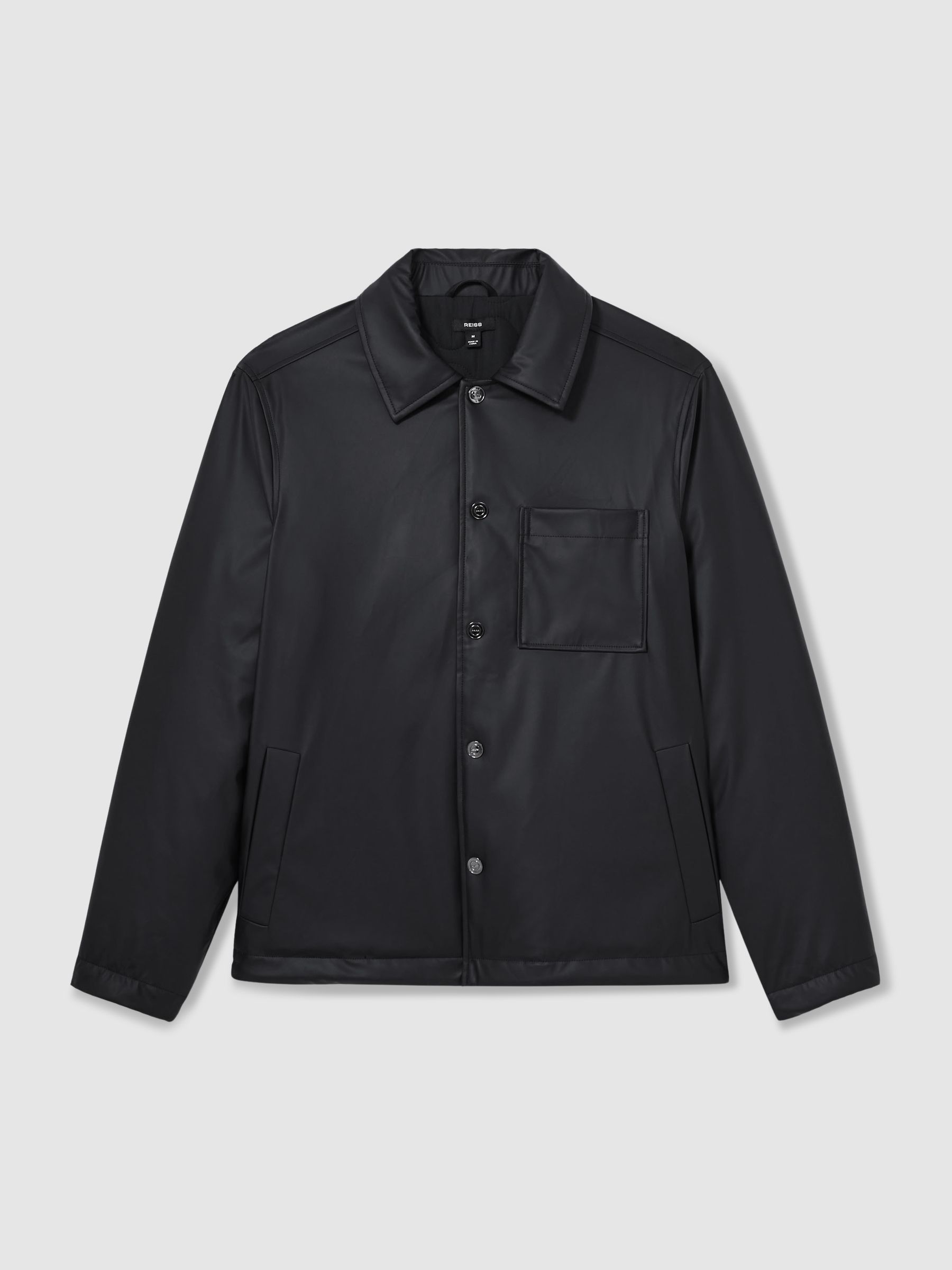 Padded Technical Press-Stud Overshirt in Navy