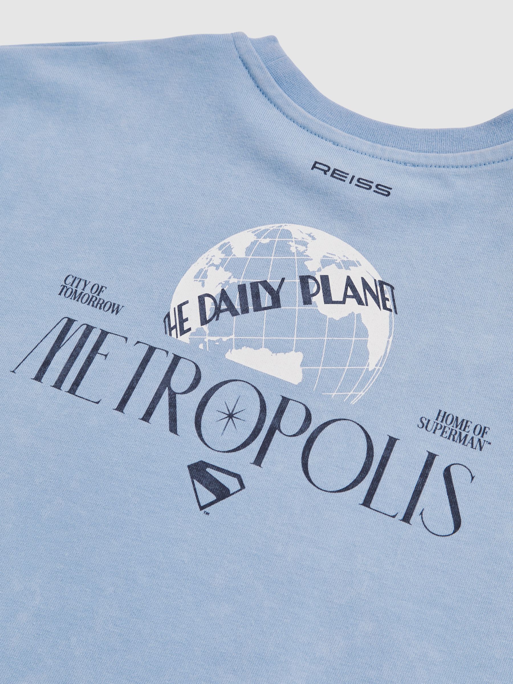 9-13 yrs Superman | Reiss Metropolis Logo T-Shirt in Light Blue