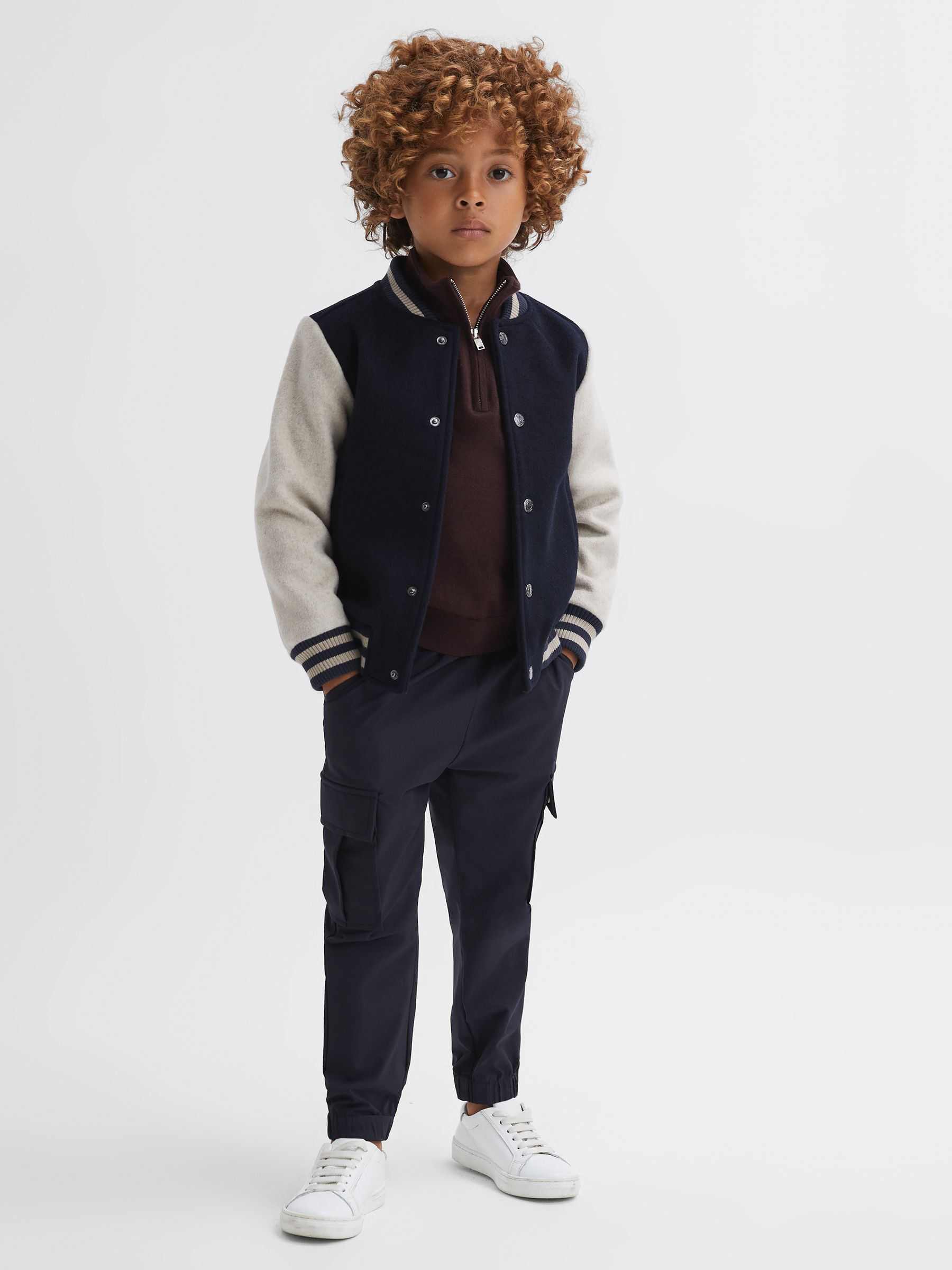 3-9 yrs Merino Wool Zip-Neck Jumper in Bordeaux