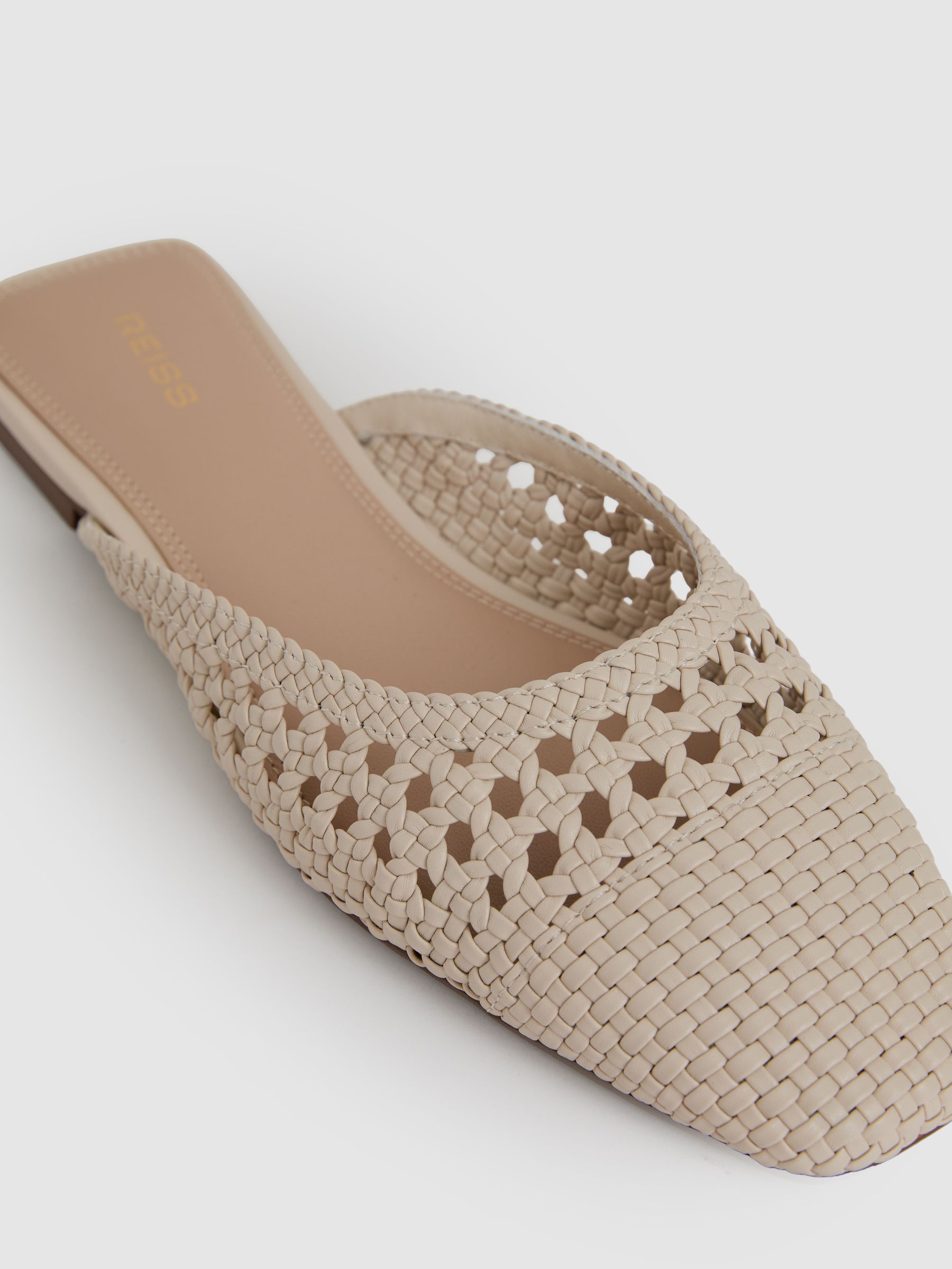 Woven Slip-On Mules in Off White