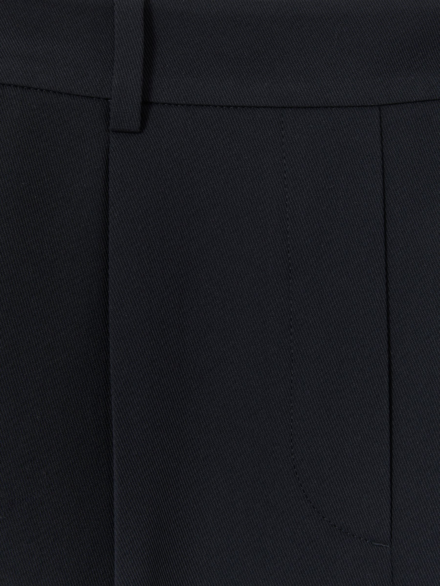 Elasticated-Waist Wide-Leg Twill Trousers in Navy