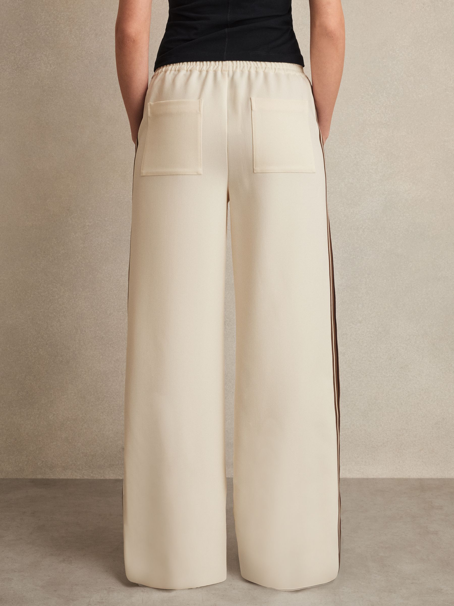 Petite Side-Stripe Wide-Leg Trousers in Cream