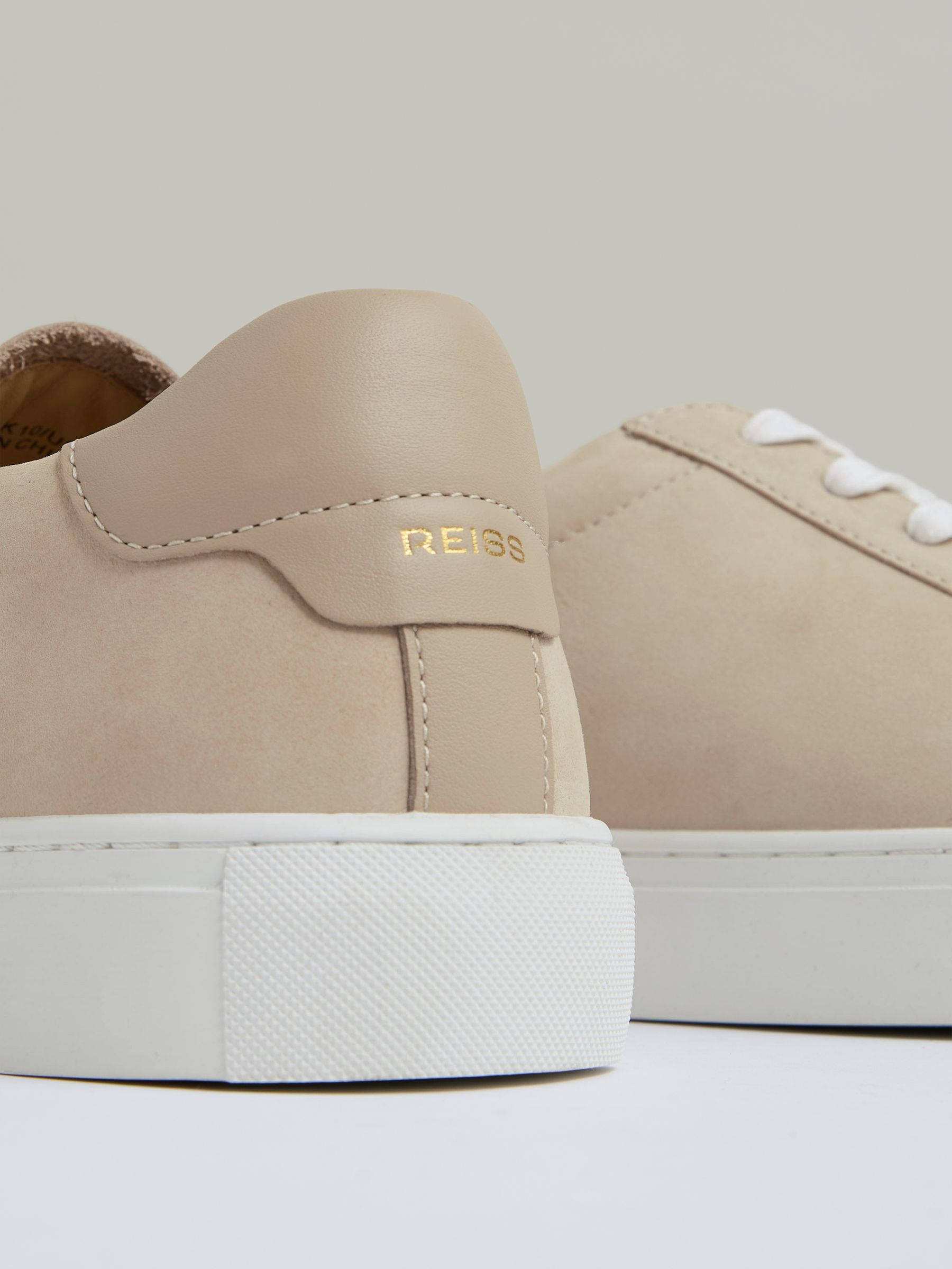 Nubuck Leather Low-Top Trainers in Ecru
