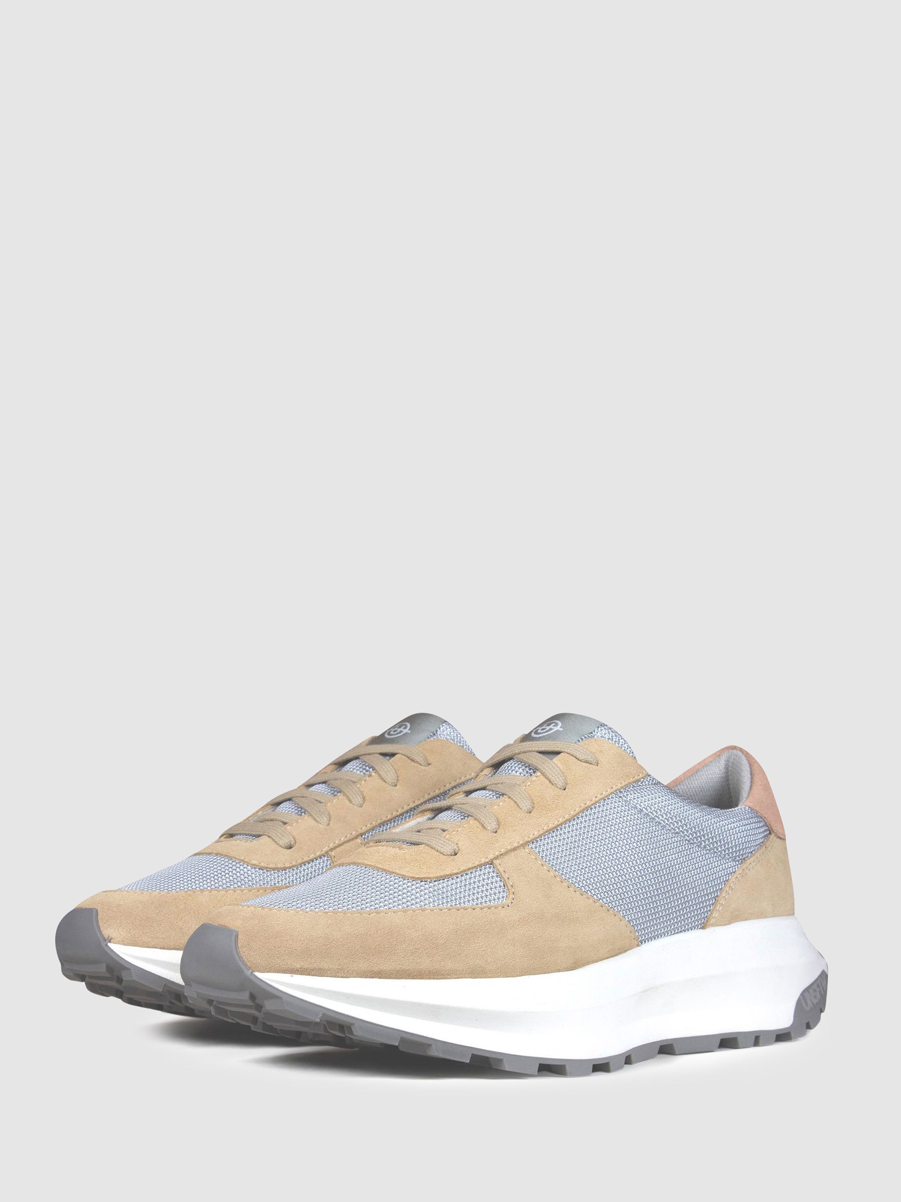 Unseen Footwear Suede Mesh Trinity Trainers in Pink/White