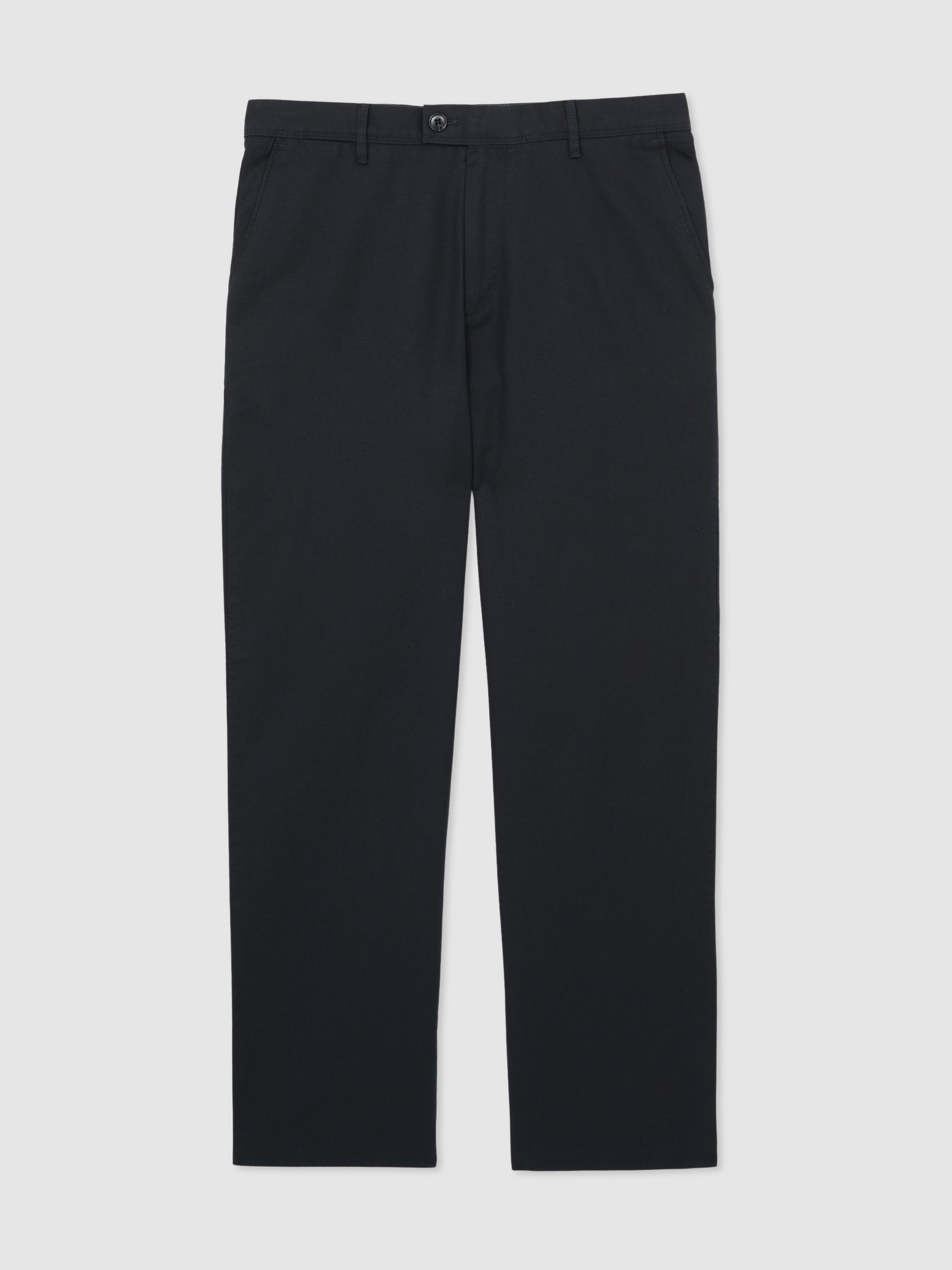Cotton-Linen Relaxed-Fit Trousers in Navy