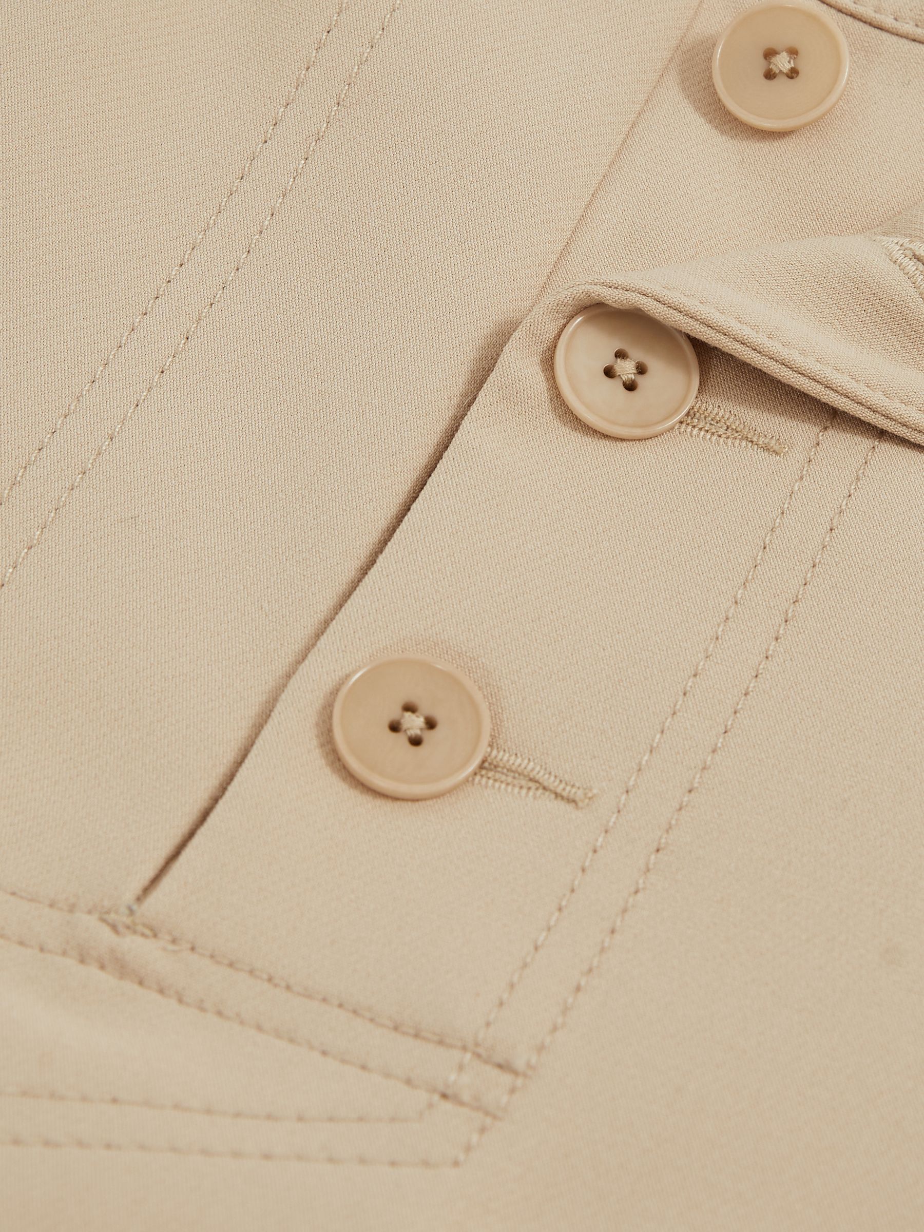 Button-Detail Wide-Leg Trousers in Neutral