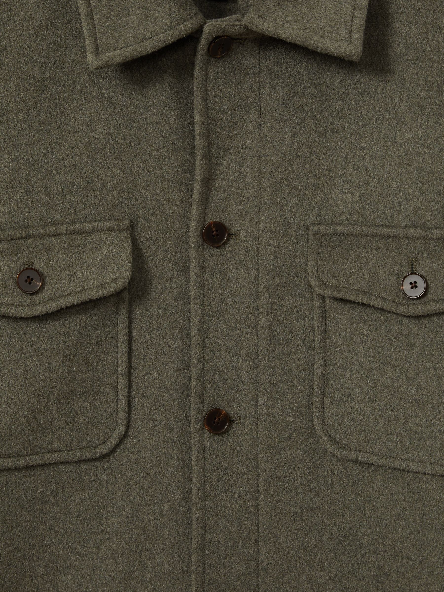 Wool-Blend Melton Overshirt in Green Smoke