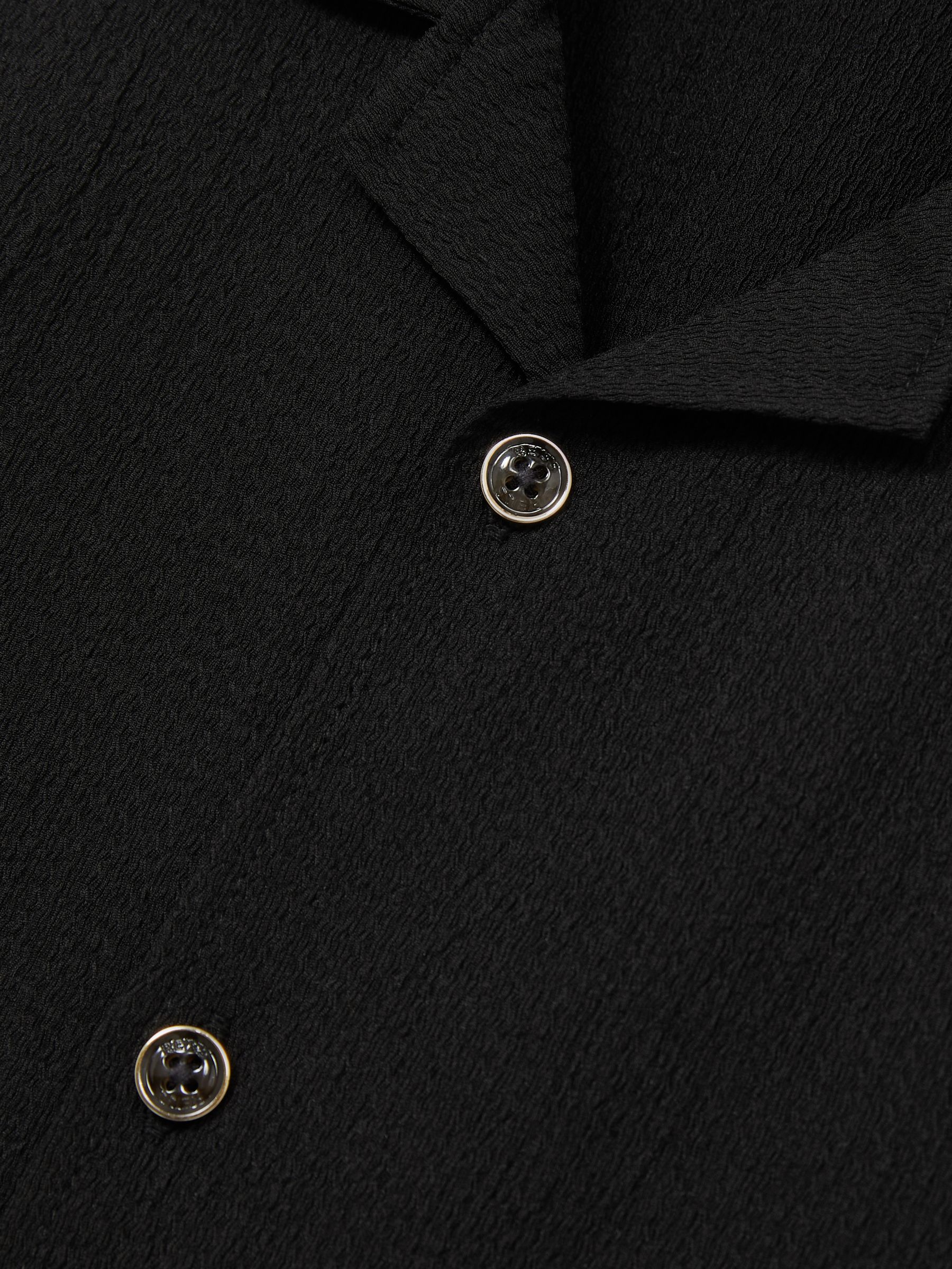 9-13 yrs Textured Cuban Collar Shirt in Black