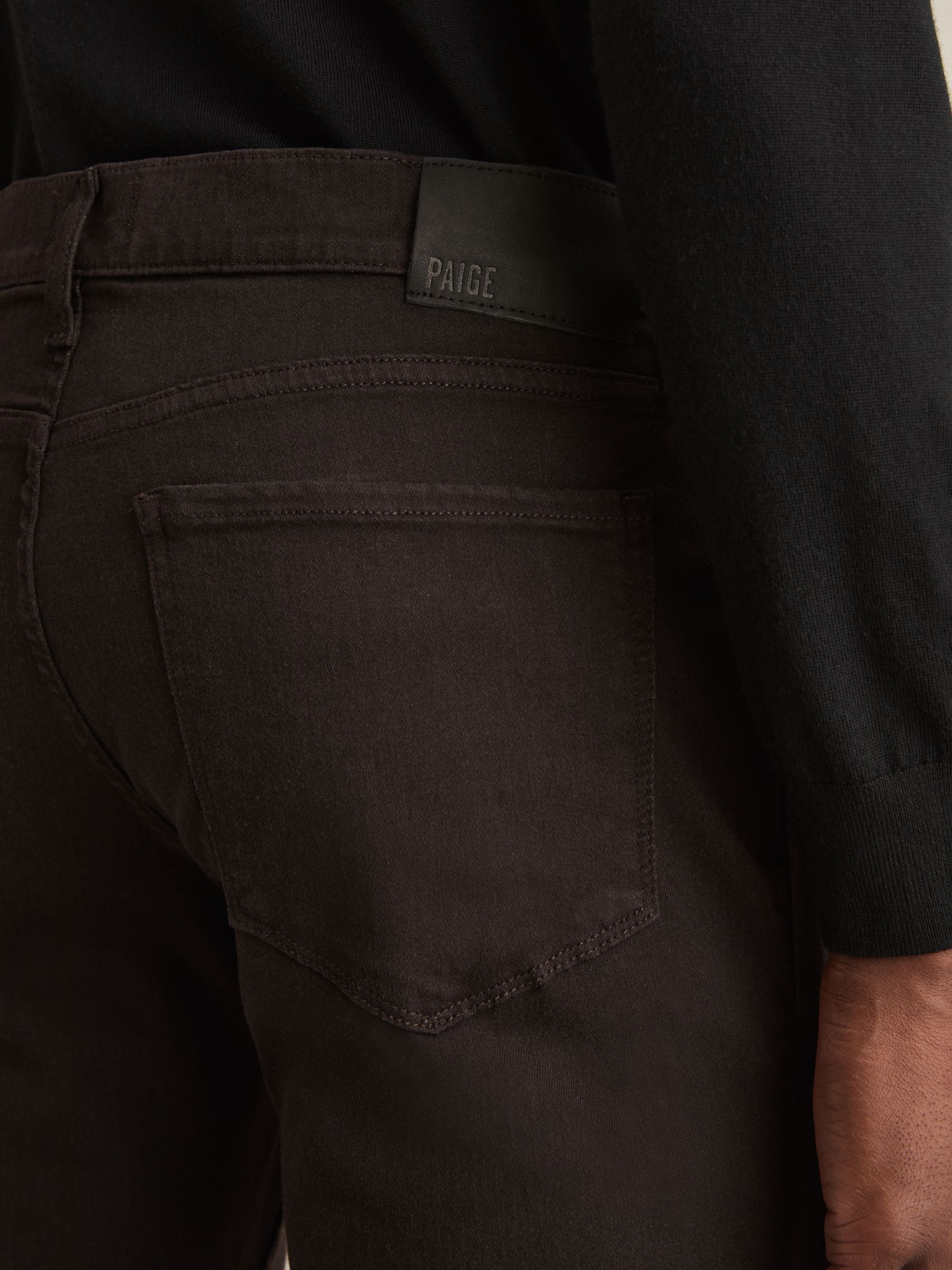 Paige Slim Straight-Leg Chocolate/Black Jeans in Chocolate/Black