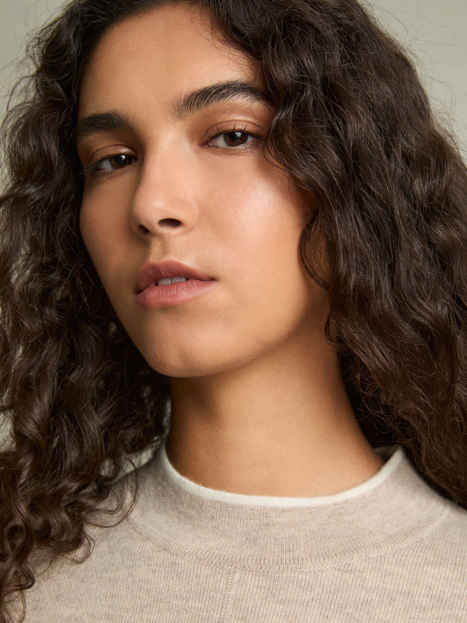 Knitted Mélange Midi Dress With Cashmere in Neutral