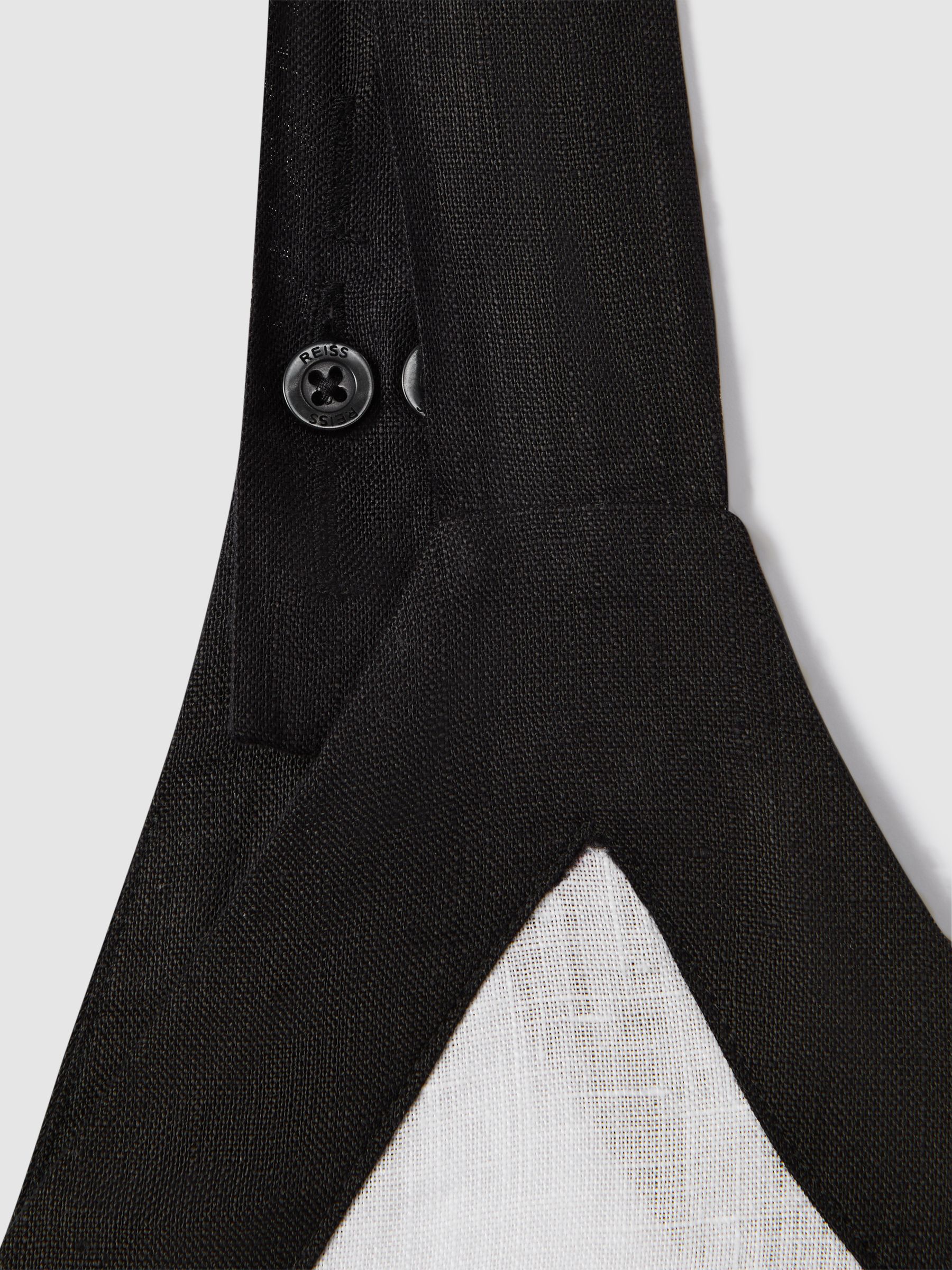 Linen Wide Leg Playsuit in White/Navy