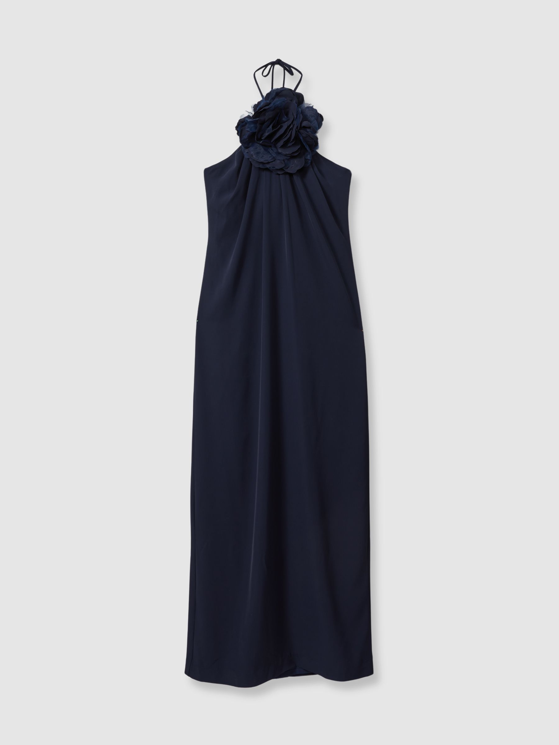 Halston Rosette Maxi Dress in Navy