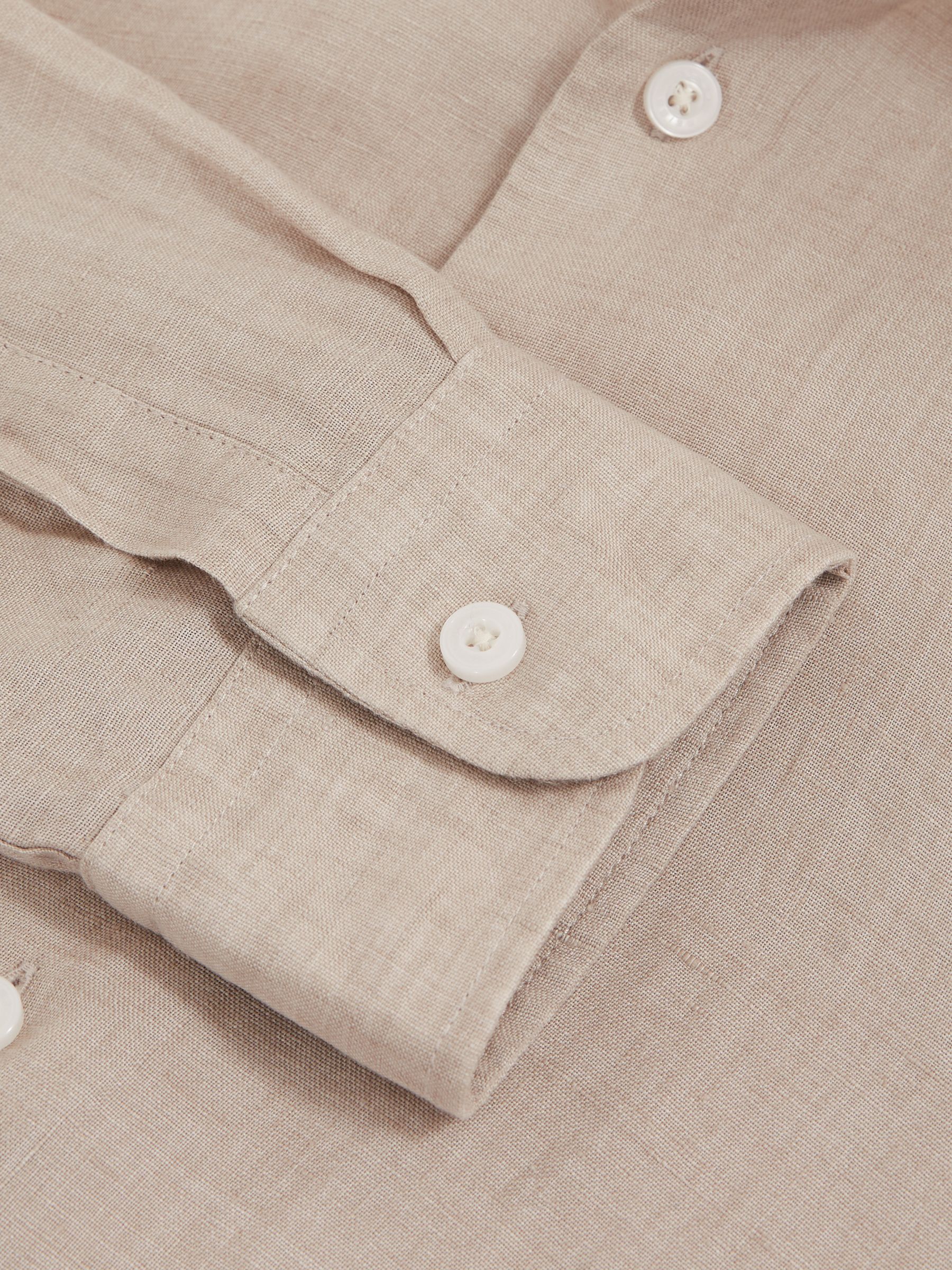 Linen Button-Through Shirt in Mink Brown