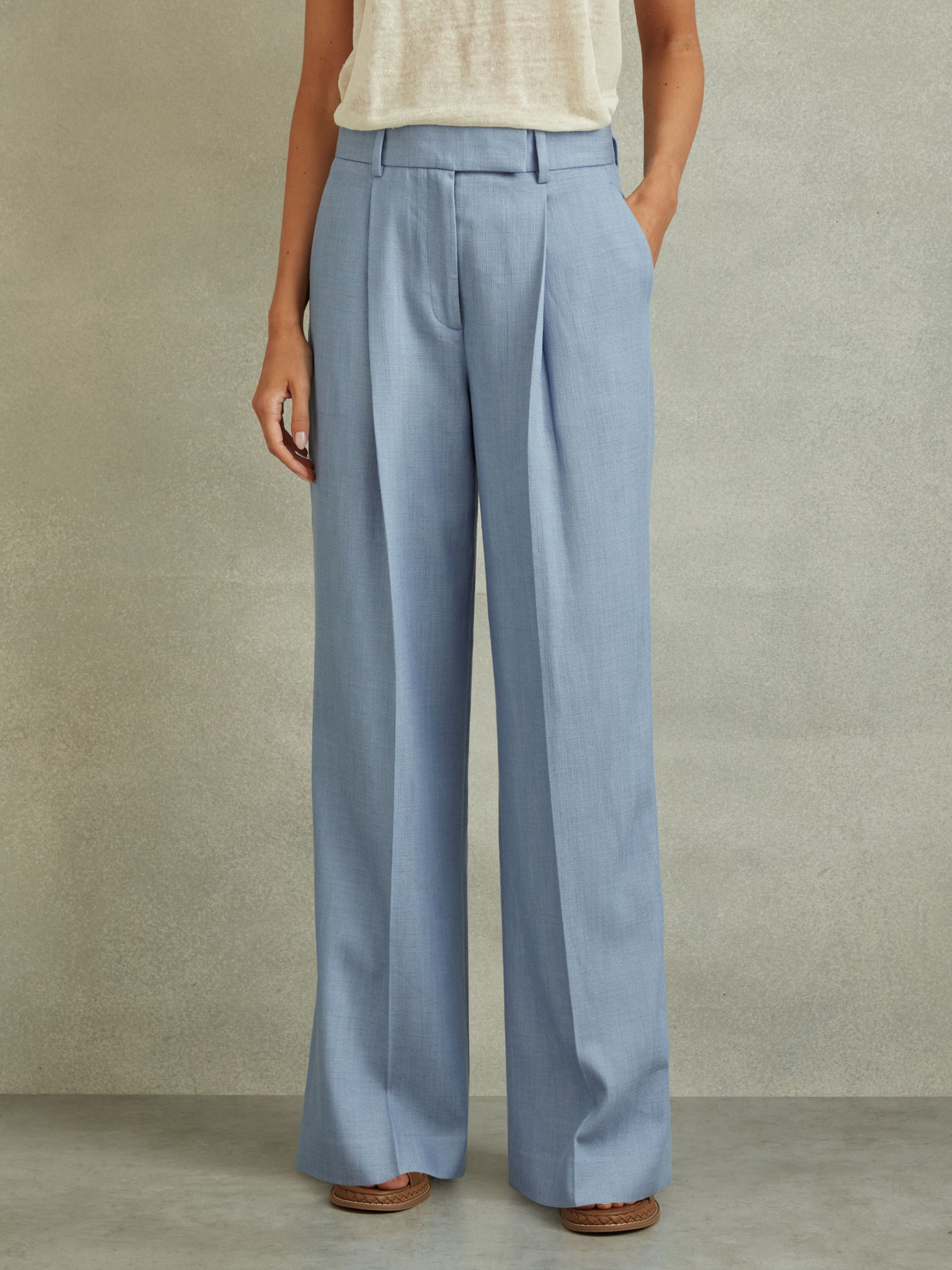 Petite Wide Leg Suit Trousers with TENCEL? Fibers in Blue