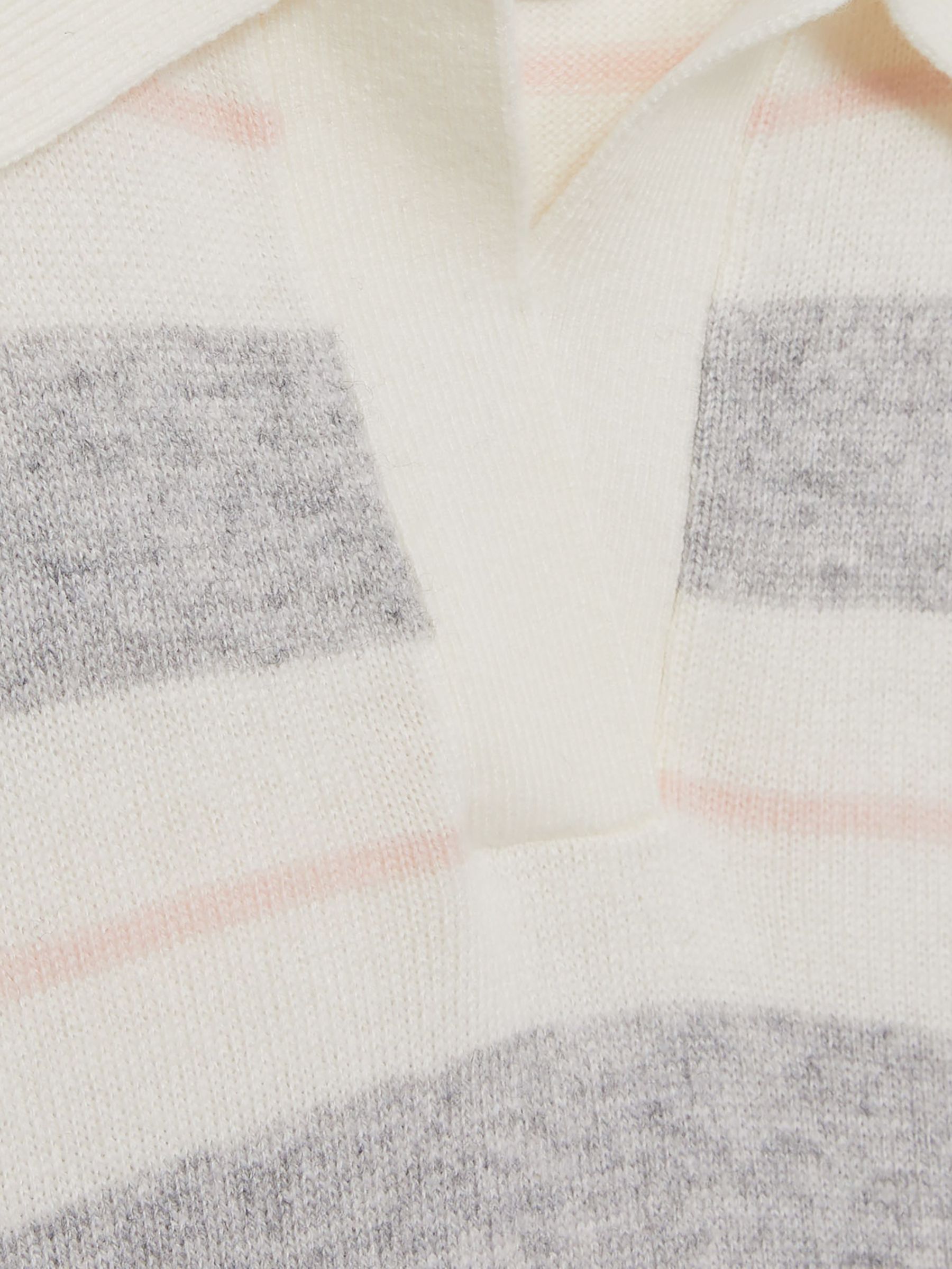 9-13 yrs Wool-Blend Striped Collared Jumper With Cashmere in Grey