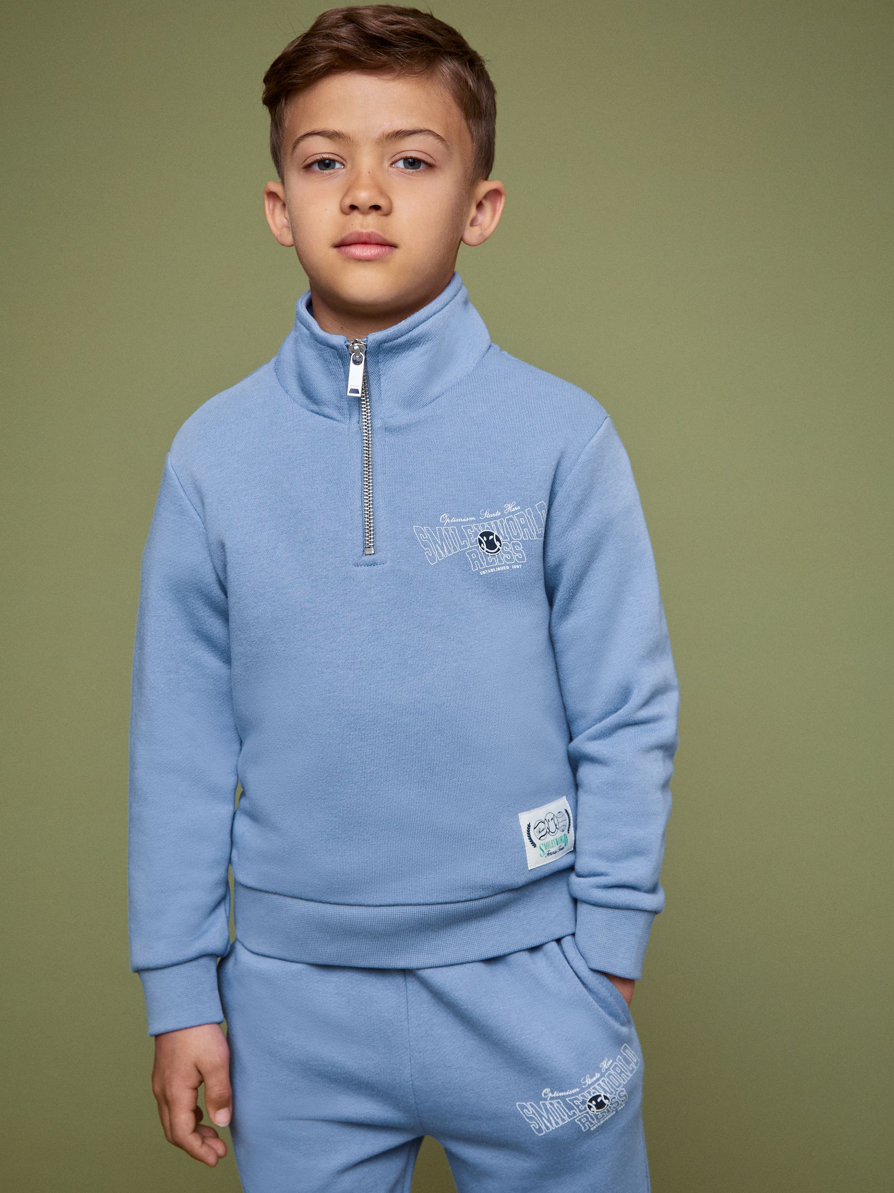 3-9 yrs SmileyWorld | Reiss Half-Zip Sweatshirt Unisex Fit in Blue