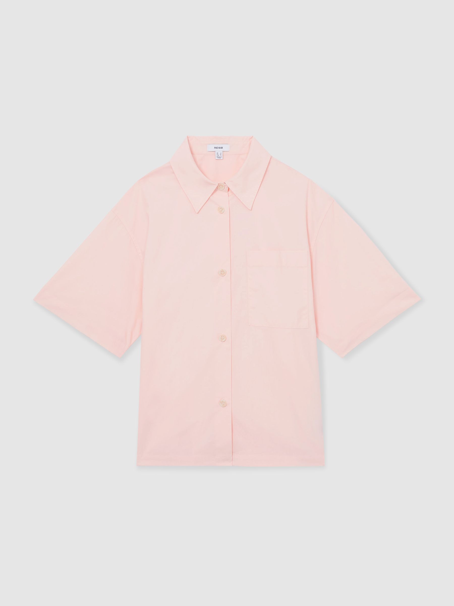 Cotton Short-Sleeve Shirt in Coral