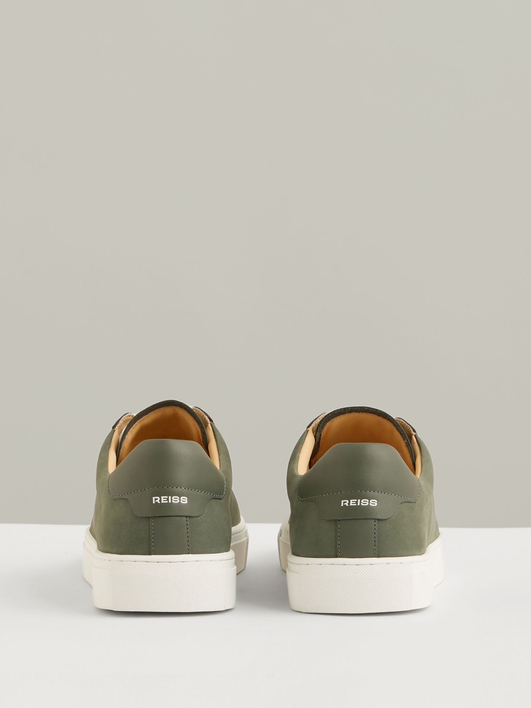 Nubuck Leather Low-Top Trainers in Thyme Green