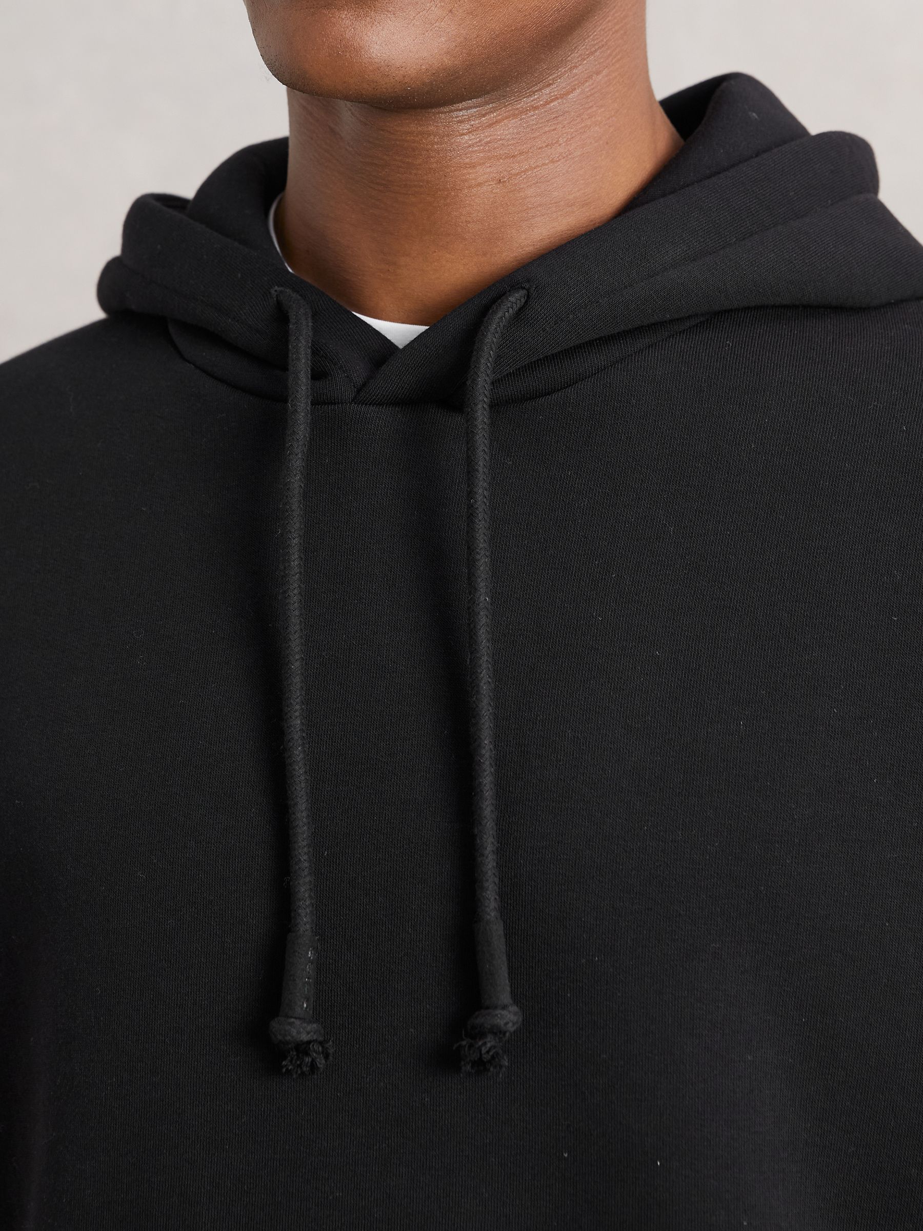 Cotton-Blend Fleece Hoodie in Black
