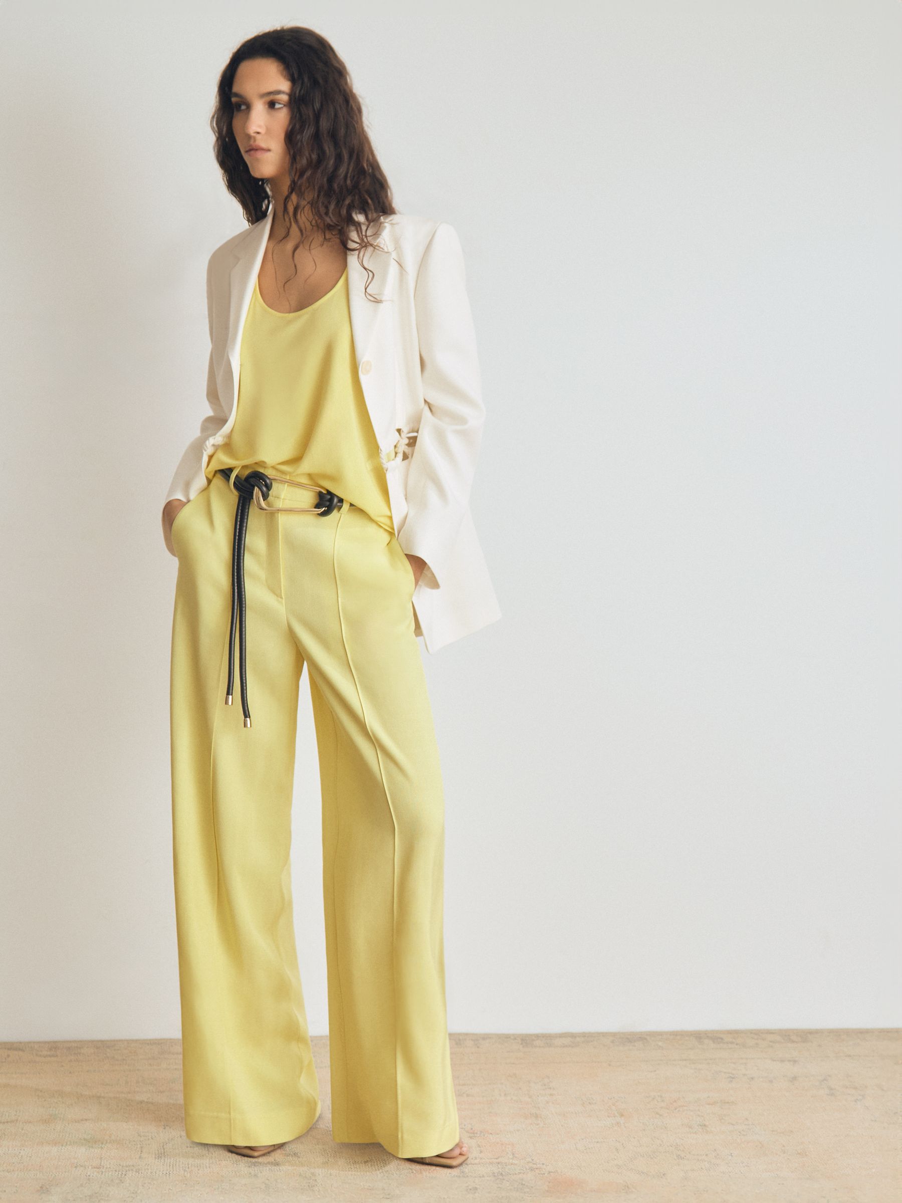 Atelier Wide-Leg Suit Trousers in Lemon
